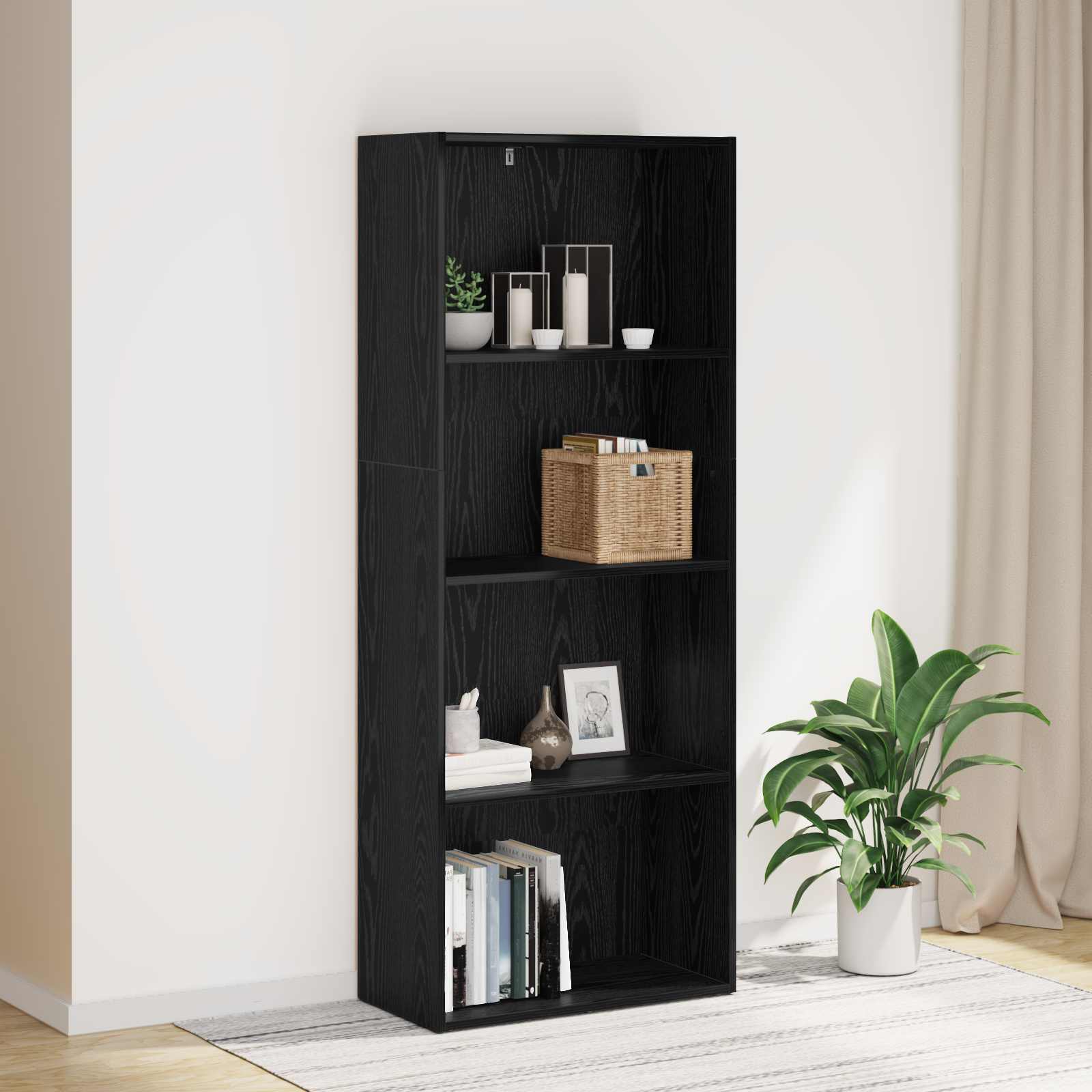Vrijstaande Boekenkast Zwart Eiken 60 x 30 x 151,5 cm is nu te koop bij PeponiXL, paradijselijk wonen!