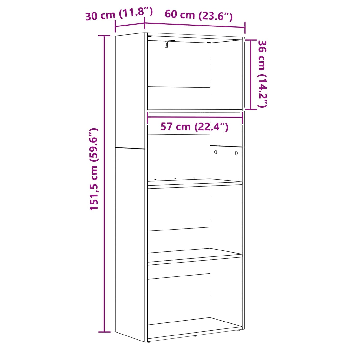 Vrijstaande Boekenkast Zwart Eiken 60 x 30 x 151,5 cm is nu te koop bij PeponiXL, paradijselijk wonen!