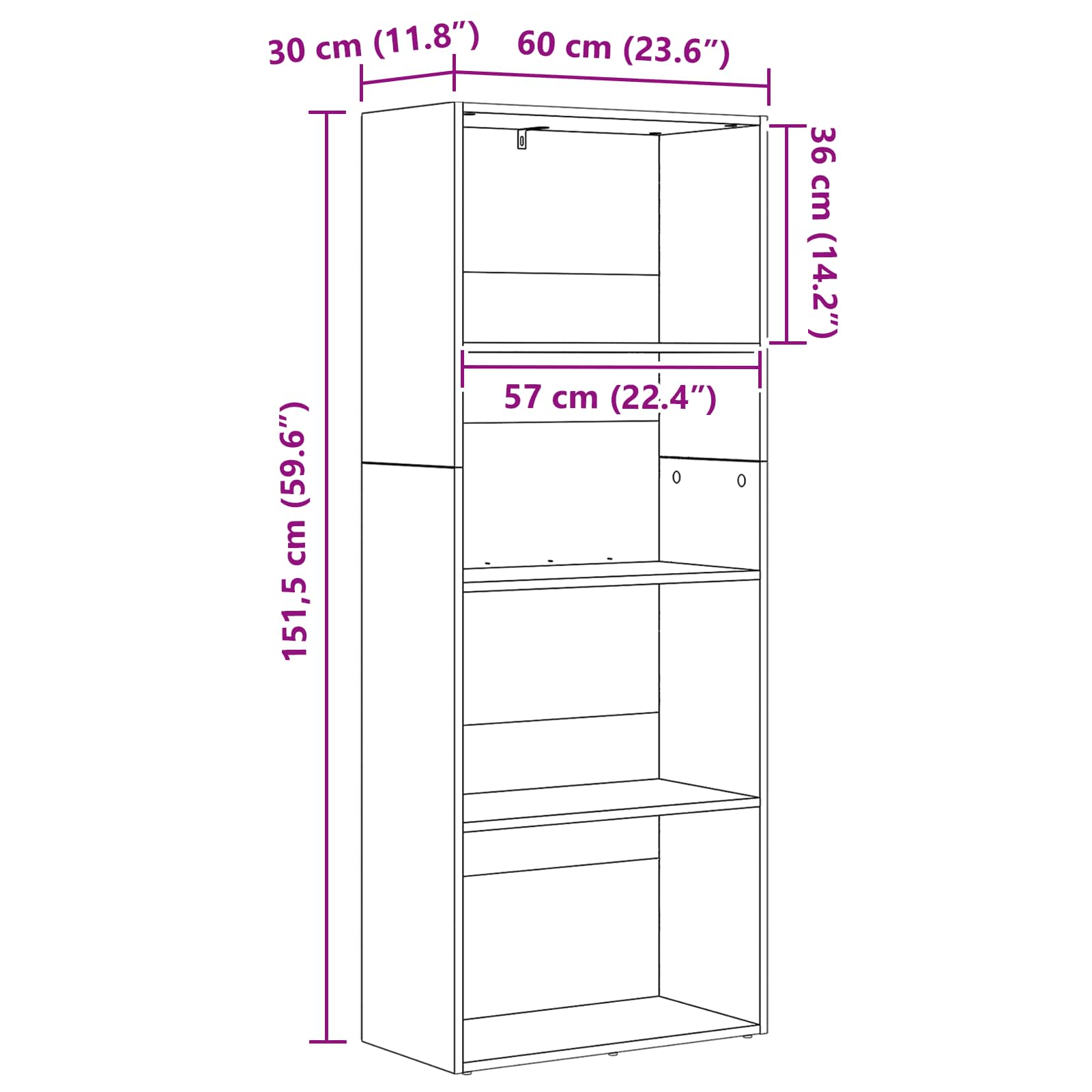 Vrijstaande Boekenkast Zwart Eiken 60 x 30 x 151,5 cm is nu te koop bij PeponiXL, paradijselijk wonen!