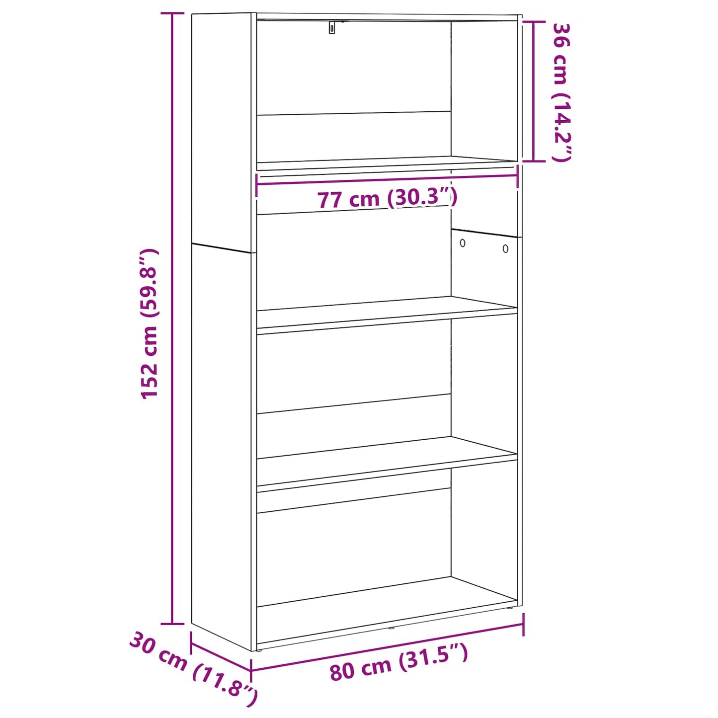 Boekenkast Zwart Eiken 80 x 30 x 152 cm Bewerkt hout is nu te koop bij PeponiXL, paradijselijk wonen!