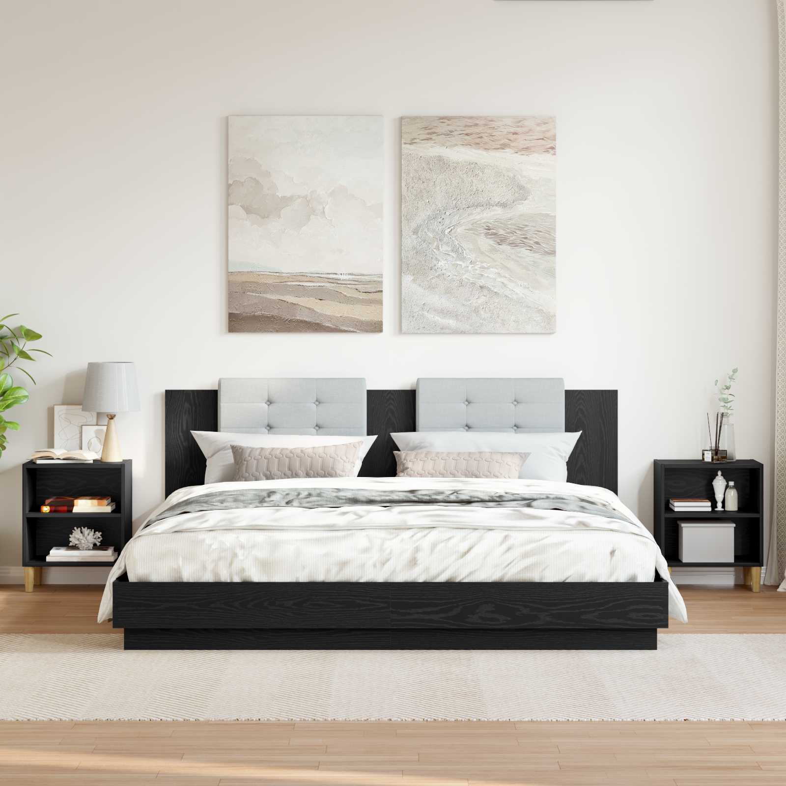 Bed kast 2 pcs Zwart Eiken 40 x 30 x 50 cm Bewerkt hout is nu te koop bij PeponiXL, paradijselijk wonen!