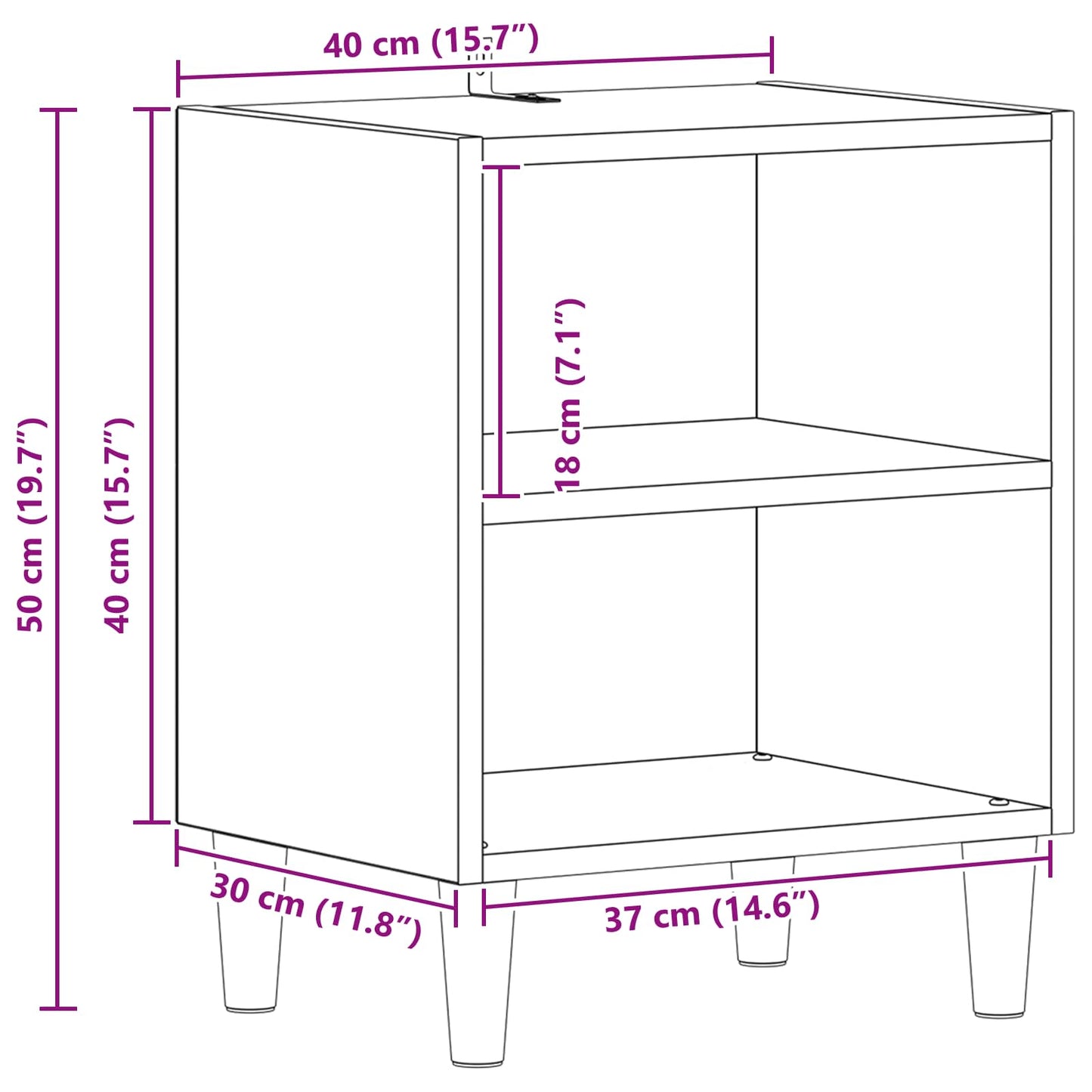 Bed kast 2 pcs Zwart Eiken 40 x 30 x 50 cm Bewerkt hout is nu te koop bij PeponiXL, paradijselijk wonen!