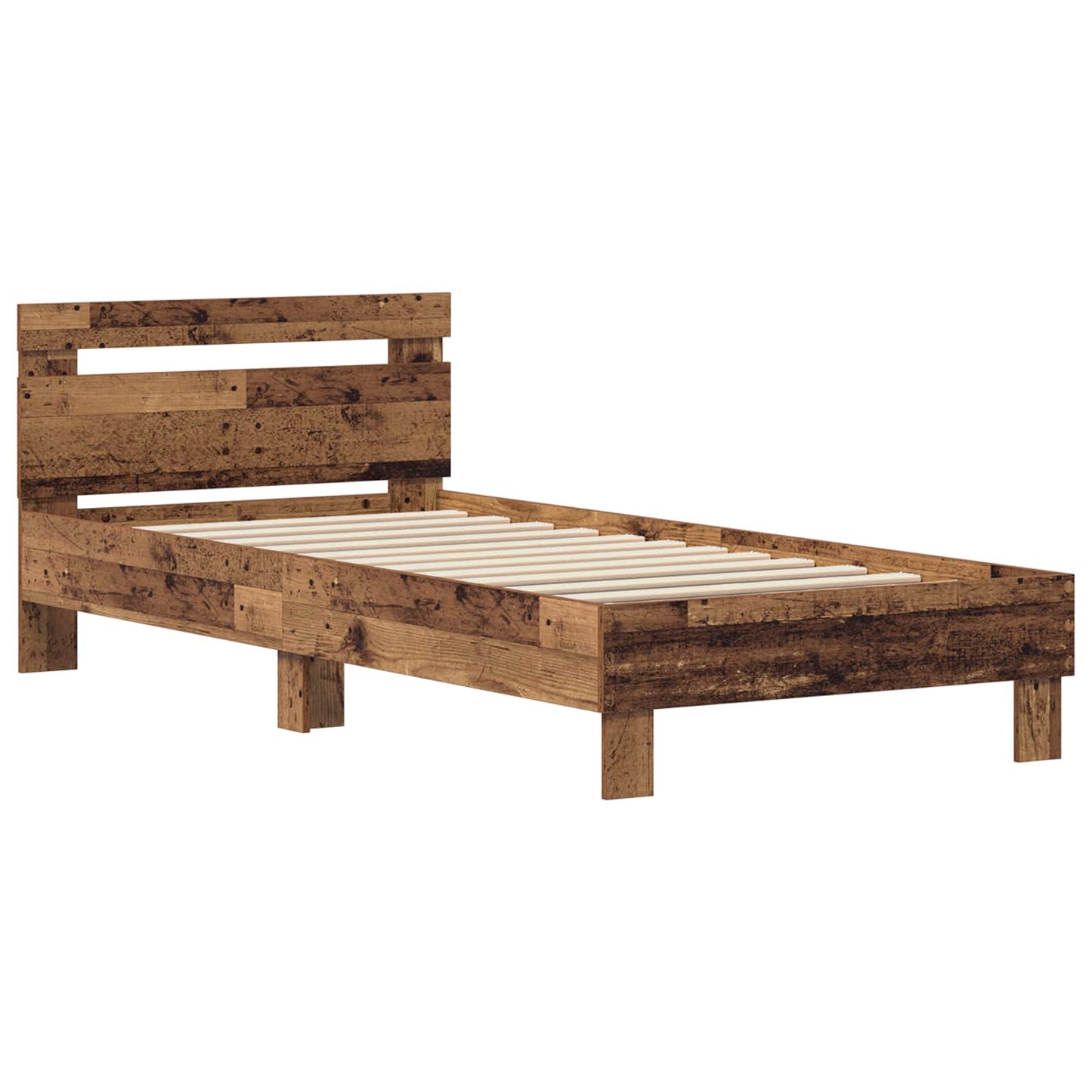 Bedframe met hoofdeinde Oudhout 75 x 190 cm Bewerkt hout is nu te koop bij PeponiXL, paradijselijk wonen!