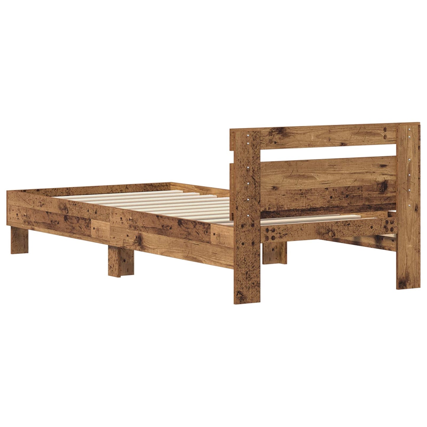 Bedframe met hoofdeinde Oudhout 75 x 190 cm Bewerkt hout is nu te koop bij PeponiXL, paradijselijk wonen!