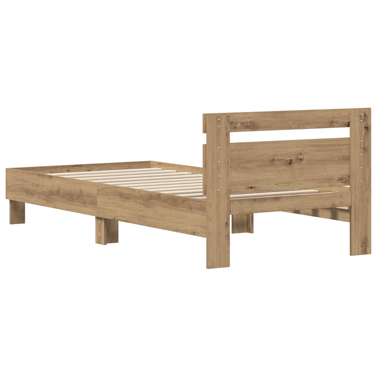 Bedframe met hoofdeinde Artisan Eiken 75 x 190 cm Bewerkt hout is nu te koop bij PeponiXL, paradijselijk wonen!