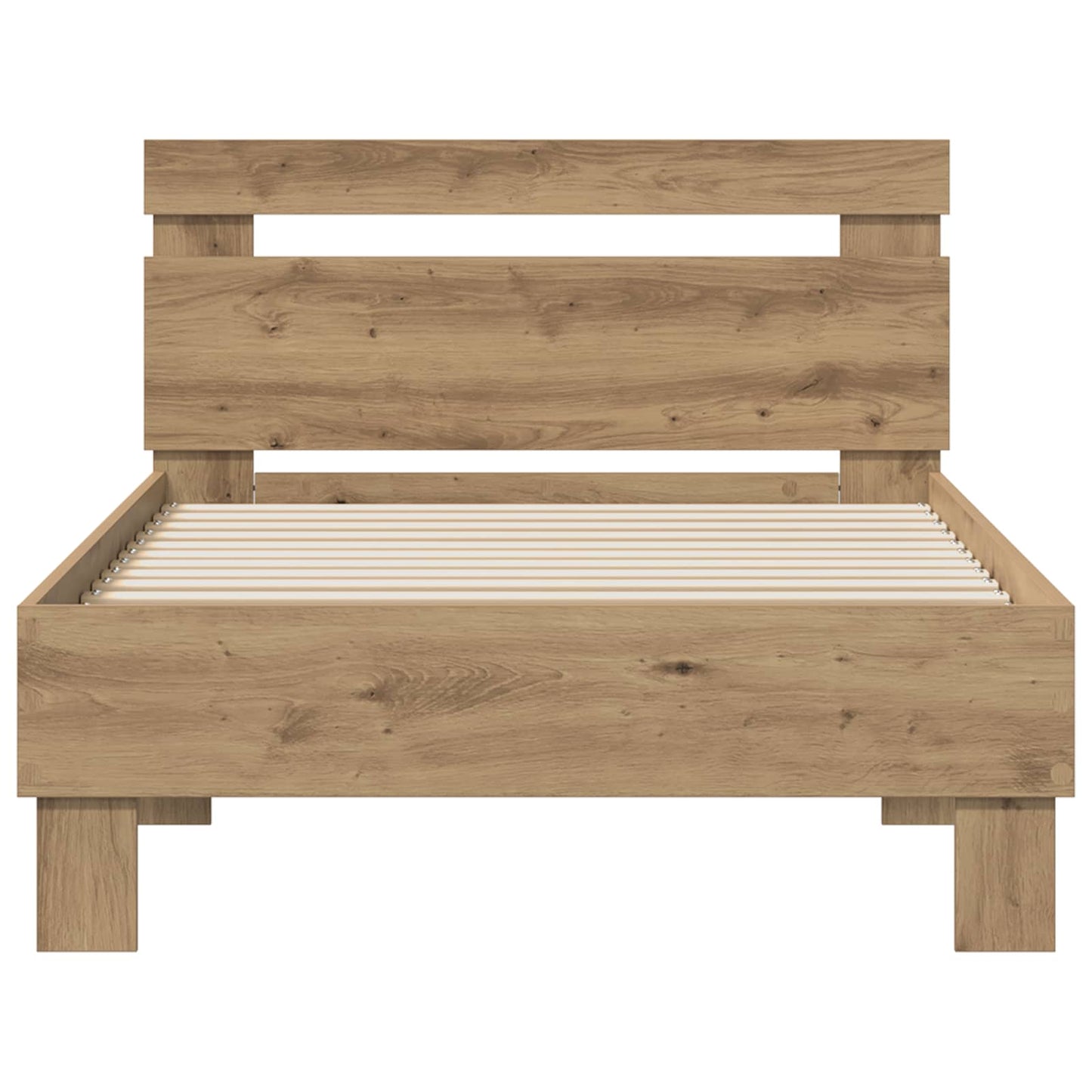 Bedframe met hoofdeinde Artisan Eiken 75 x 190 cm Bewerkt hout is nu te koop bij PeponiXL, paradijselijk wonen!