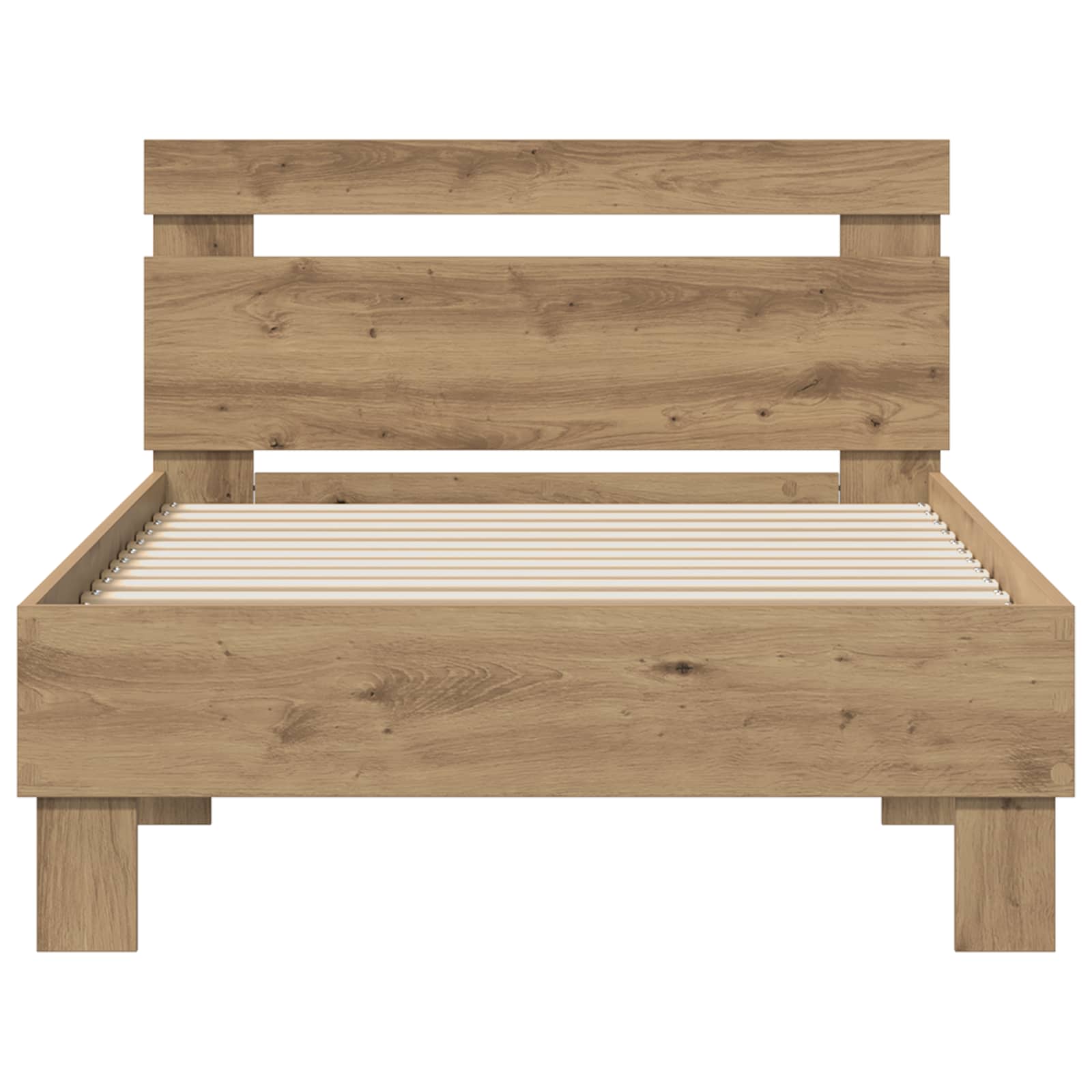 Bedframe met hoofdeinde Artisan Eiken 75 x 190 cm Bewerkt hout is nu te koop bij PeponiXL, paradijselijk wonen!