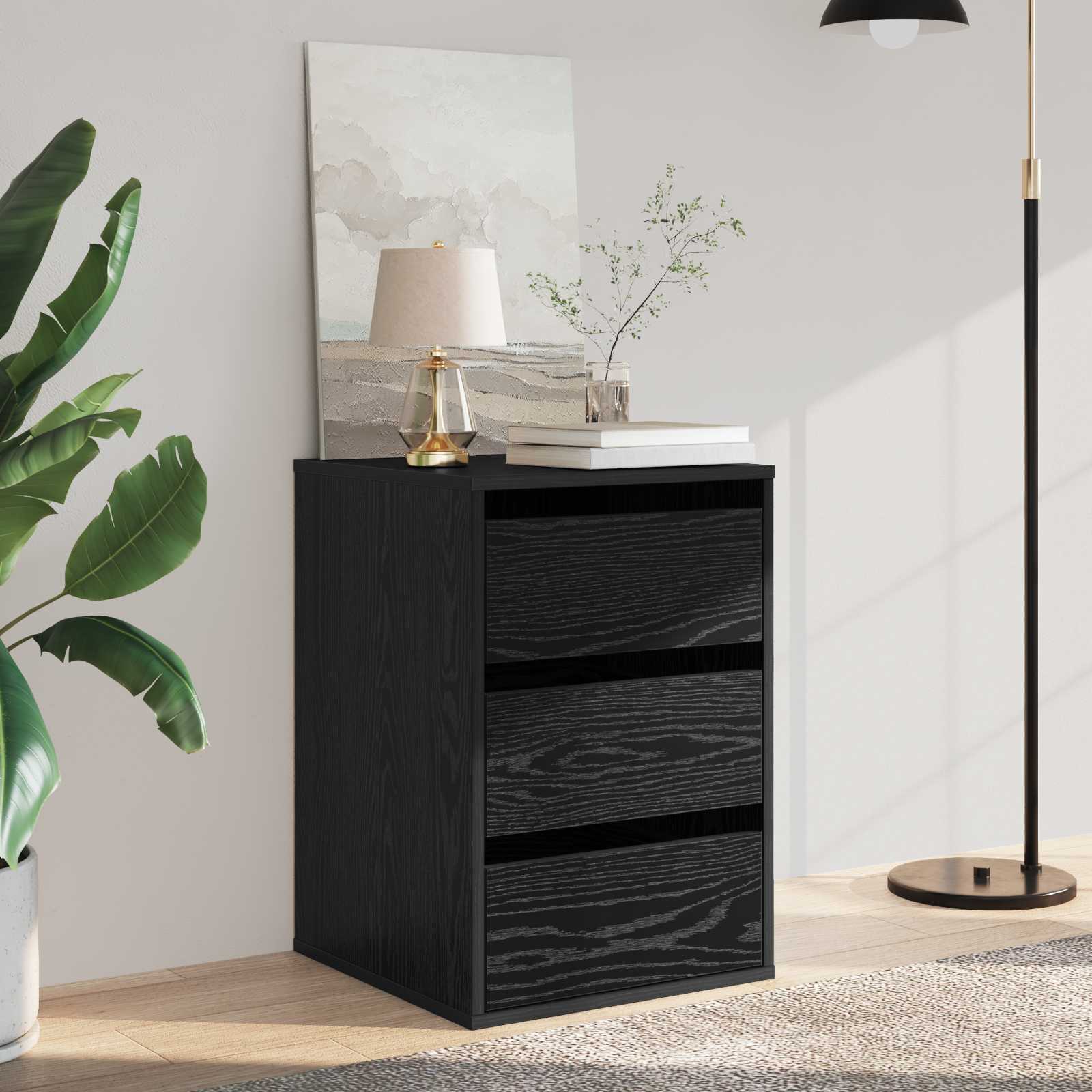 Ladenkast met lade Zwart Eiken 41 x 40 x 58 cm Bewerkt hout is nu te koop bij PeponiXL, paradijselijk wonen!