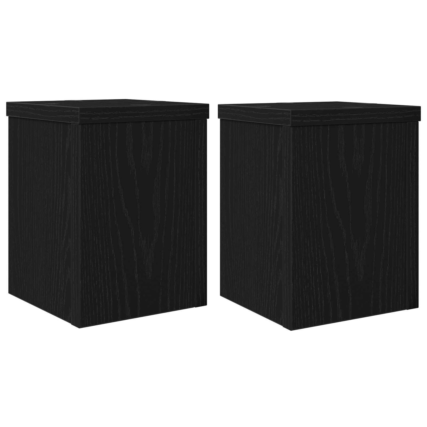 Plantenstandaard 2 pcs Zwart Eiken 15 x 15 x 20 cm Bewerkt hout is nu te koop bij PeponiXL, paradijselijk wonen!