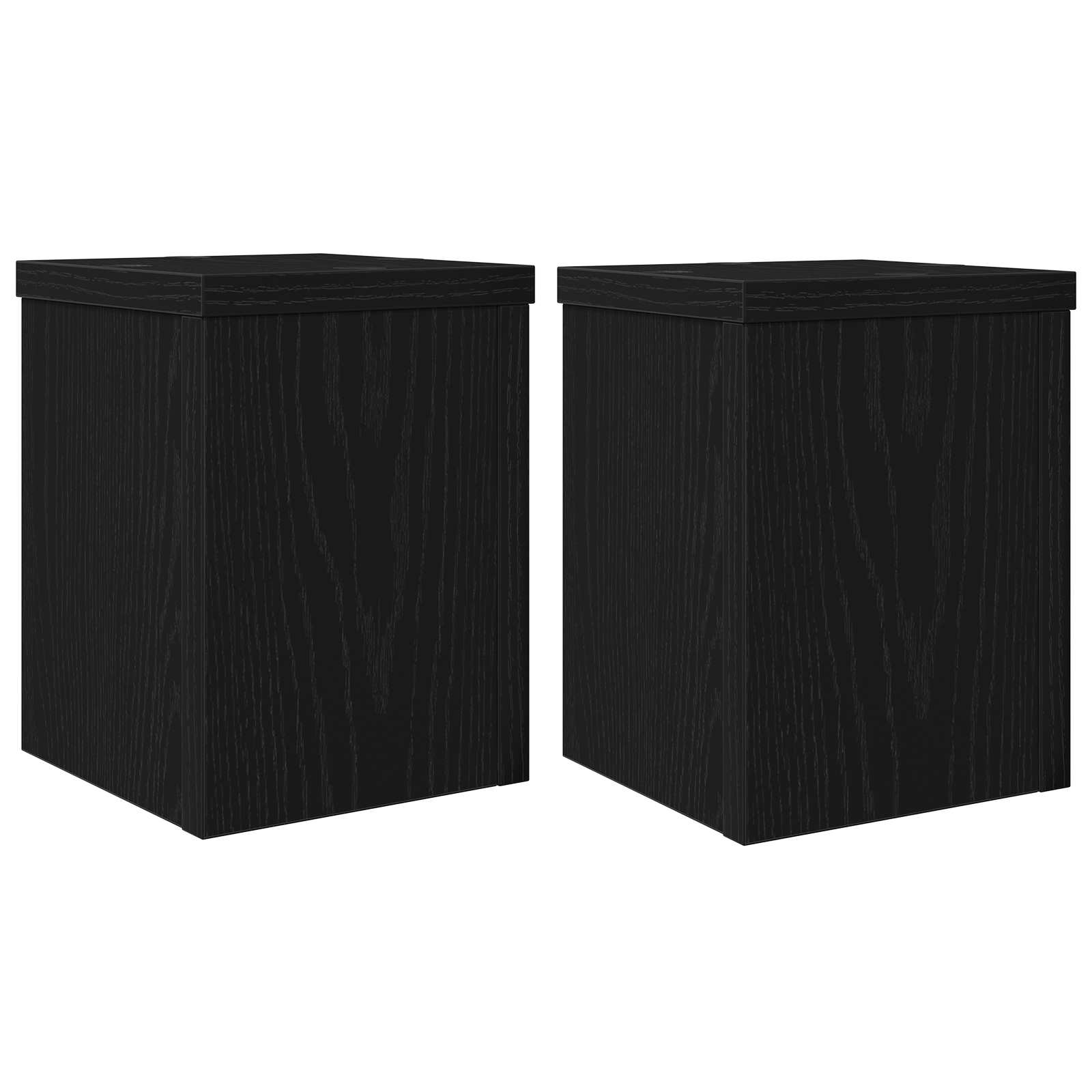 Plantenstandaard 2 pcs Zwart Eiken 15 x 15 x 20 cm Bewerkt hout is nu te koop bij PeponiXL, paradijselijk wonen!