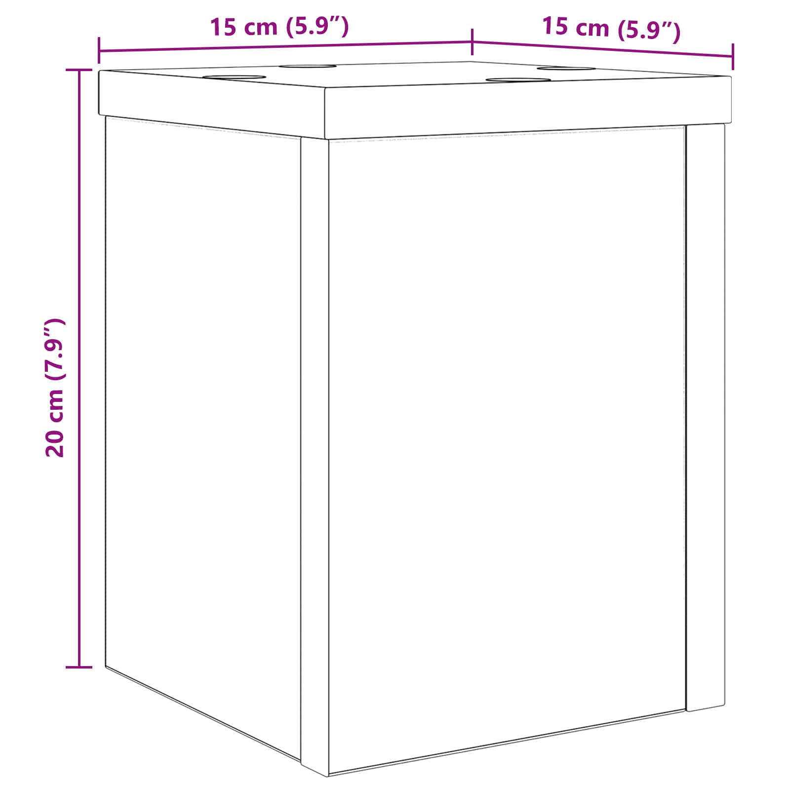 Plantenstandaard 2 pcs Zwart Eiken 15 x 15 x 20 cm Bewerkt hout is nu te koop bij PeponiXL, paradijselijk wonen!