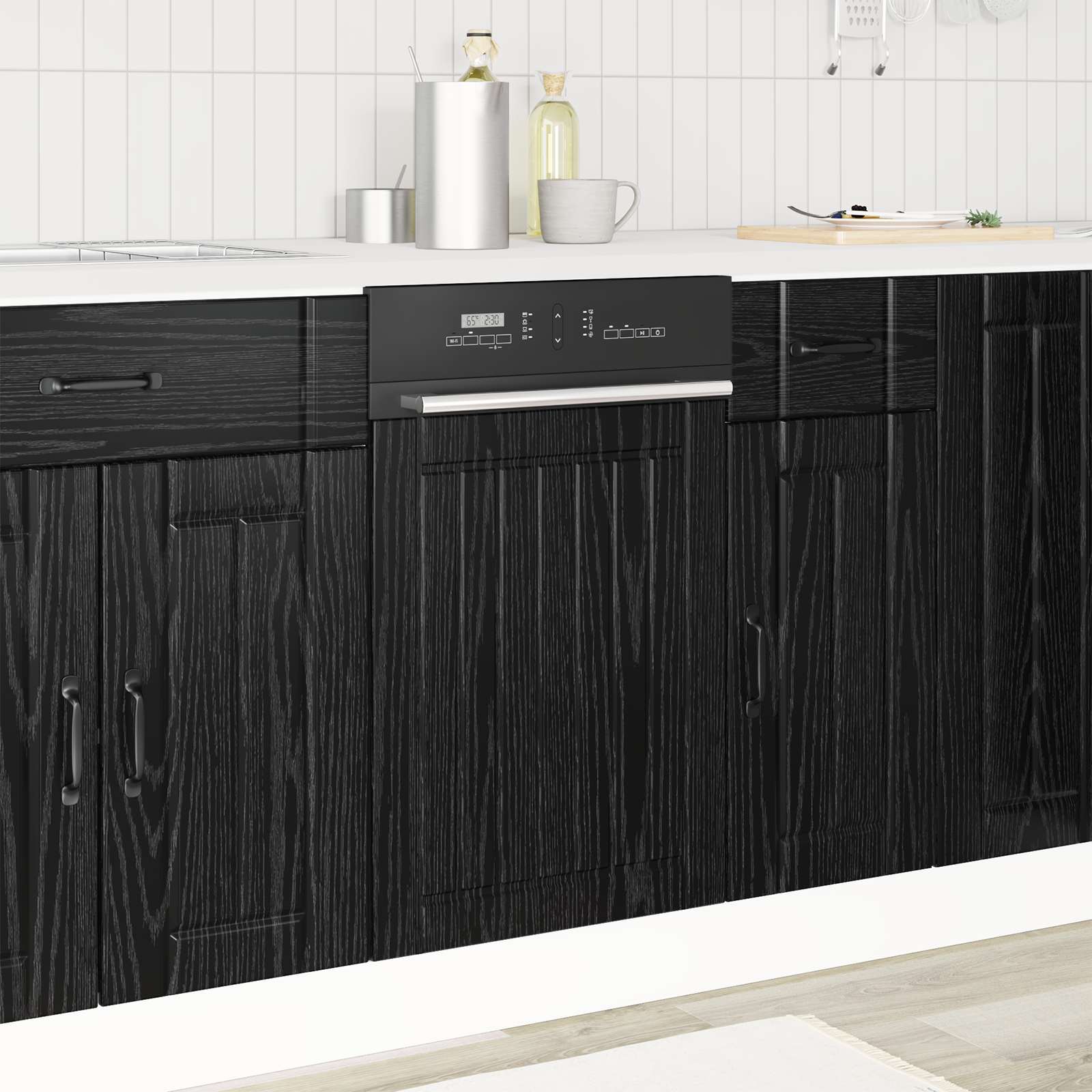Vaatwasserpaneel met de deur Lucca Zwart eiken 45 x 1,5 x 57 cm is nu te koop bij PeponiXL, paradijselijk wonen!