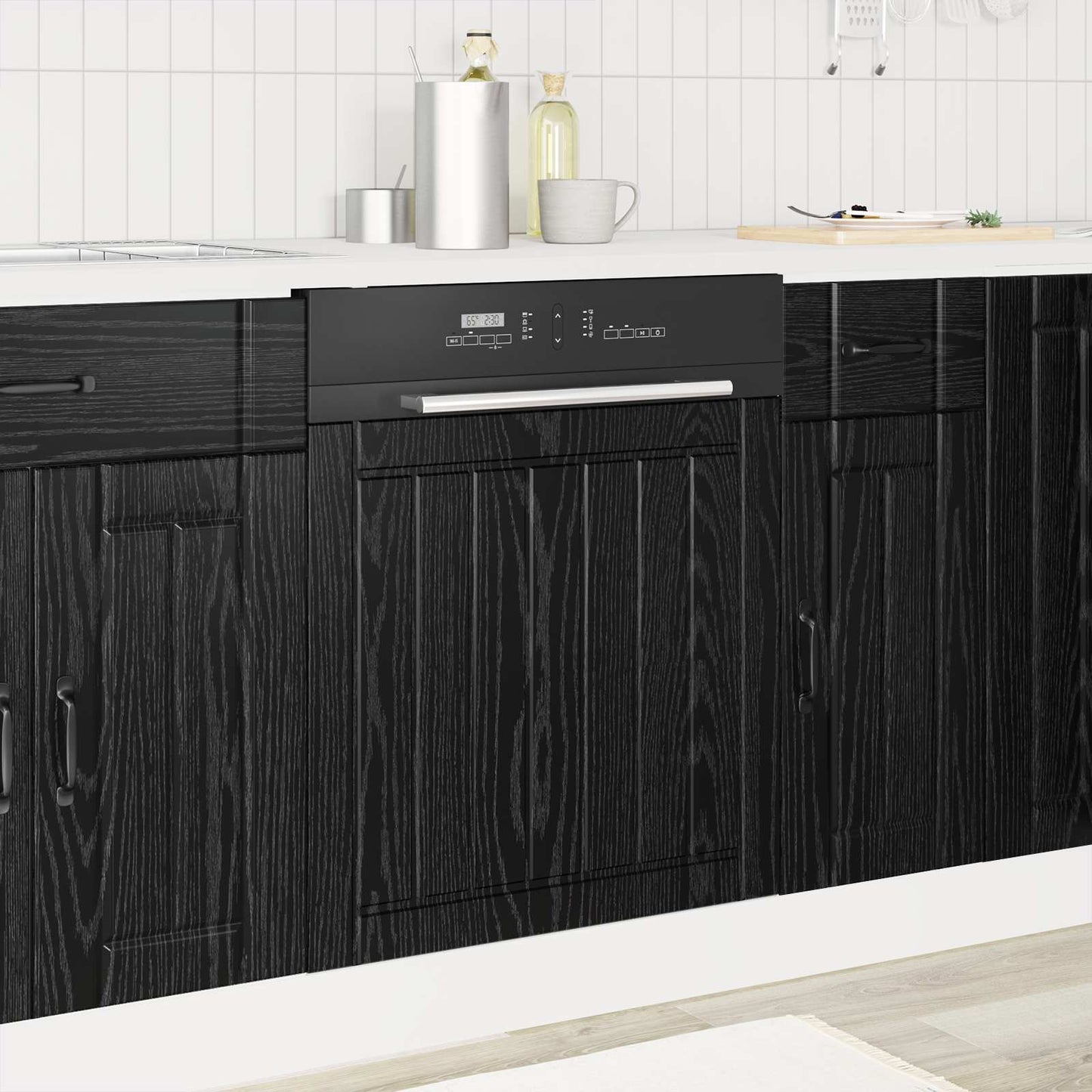 Vaatwasserpaneel met de deur Lucca Zwart eiken 60 x 1,5 x 57 cm is nu te koop bij PeponiXL, paradijselijk wonen!