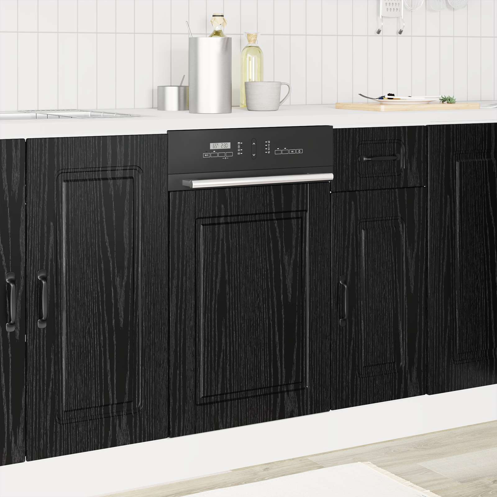 Vaatwasserpaneel Zwart Eiken 45 x 1,5 x 57 cm Bewerkt hout is nu te koop bij PeponiXL, paradijselijk wonen!