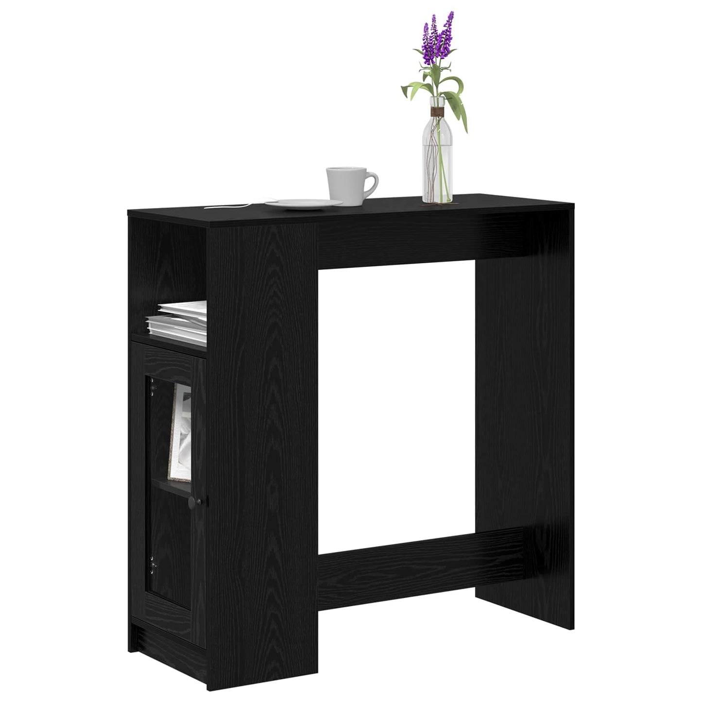 Bartafel met plank Zwart Eiken 101 x 40 x 103,5 cm Bewerkt hout is nu te koop bij PeponiXL, paradijselijk wonen!