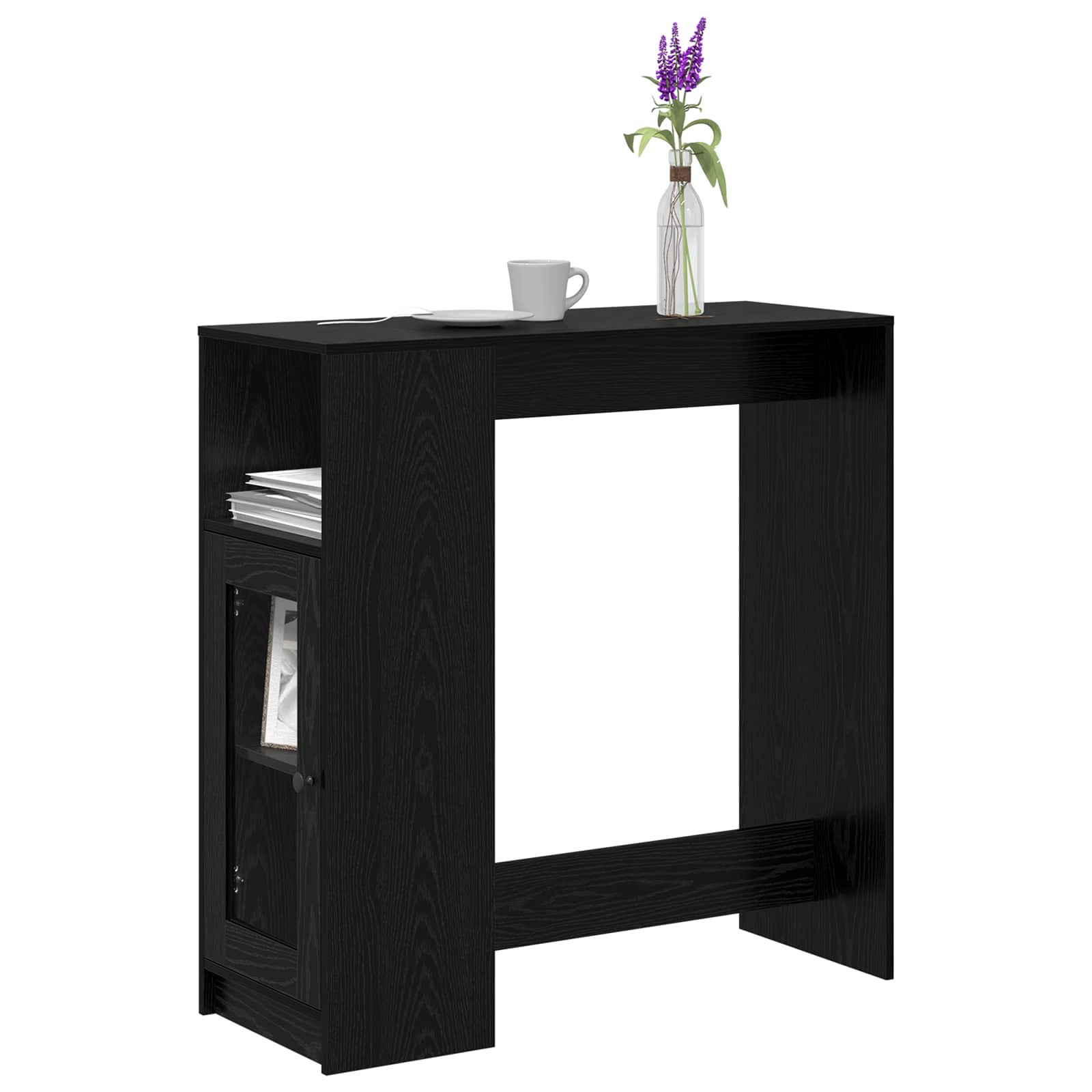 Bartafel met plank Zwart Eiken 101 x 40 x 103,5 cm Bewerkt hout is nu te koop bij PeponiXL, paradijselijk wonen!
