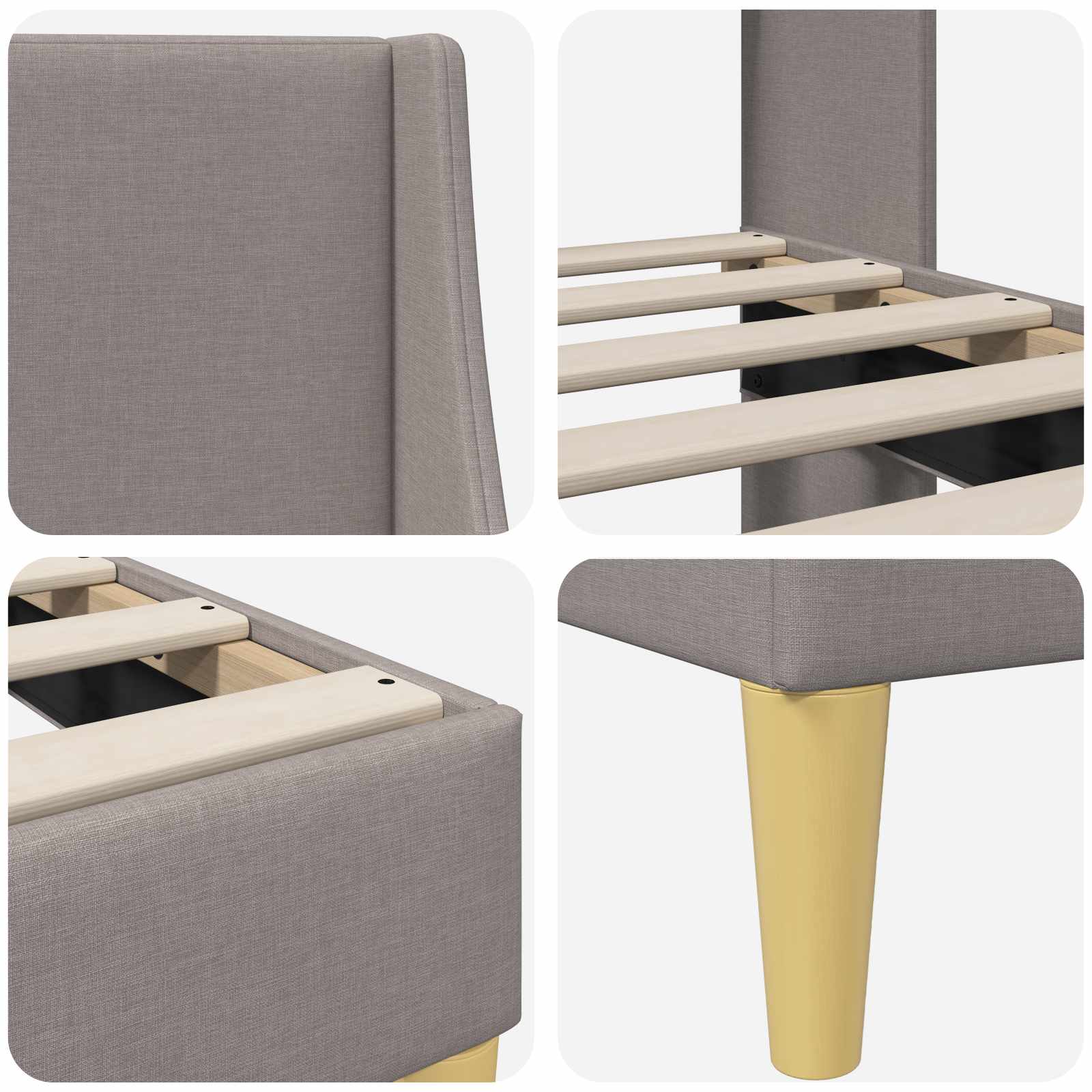 Bedframe Effen met hoofdeinde Taupe 90 x 190 cm Stof is nu te koop bij PeponiXL, paradijselijk wonen!