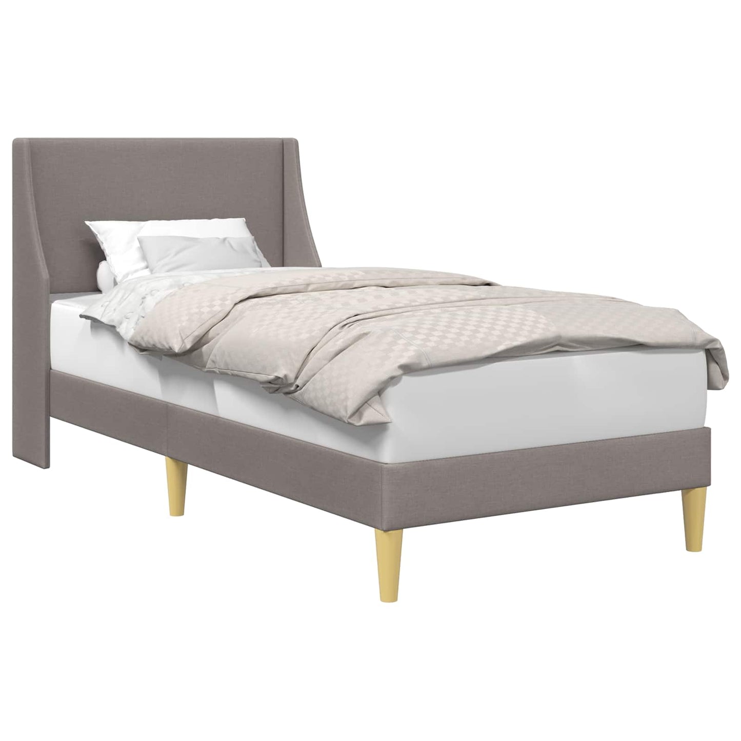 Bedframe Effen met hoofdeinde Taupe 90 x 190 cm Stof is nu te koop bij PeponiXL, paradijselijk wonen!