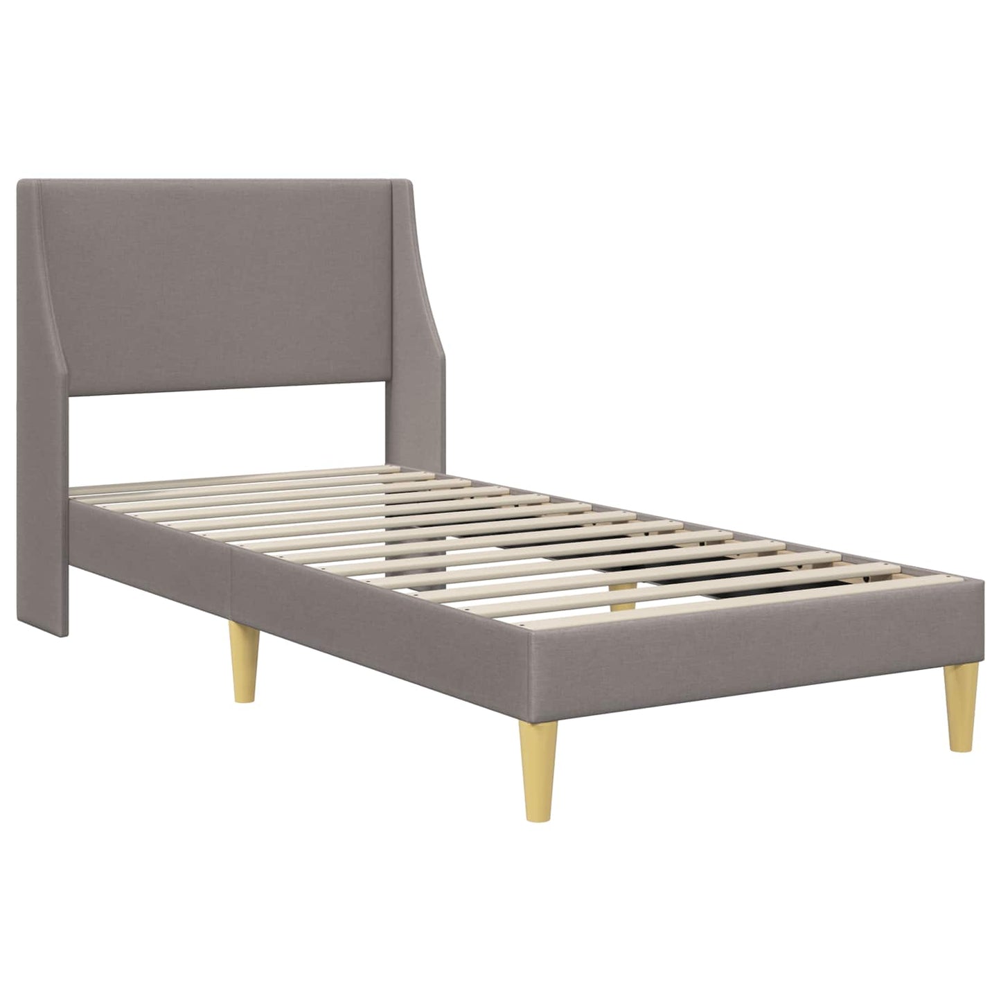 Bedframe Effen met hoofdeinde Taupe 90 x 190 cm Stof is nu te koop bij PeponiXL, paradijselijk wonen!