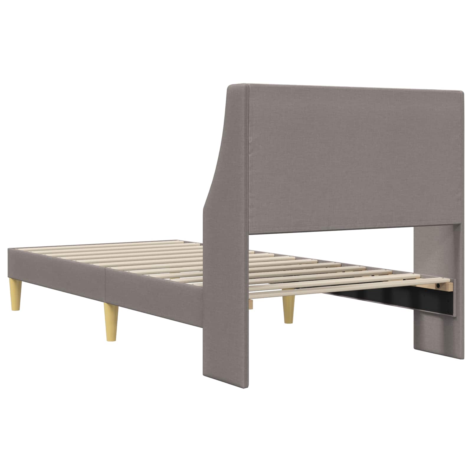Bedframe Effen met hoofdeinde Taupe 90 x 190 cm Stof is nu te koop bij PeponiXL, paradijselijk wonen!