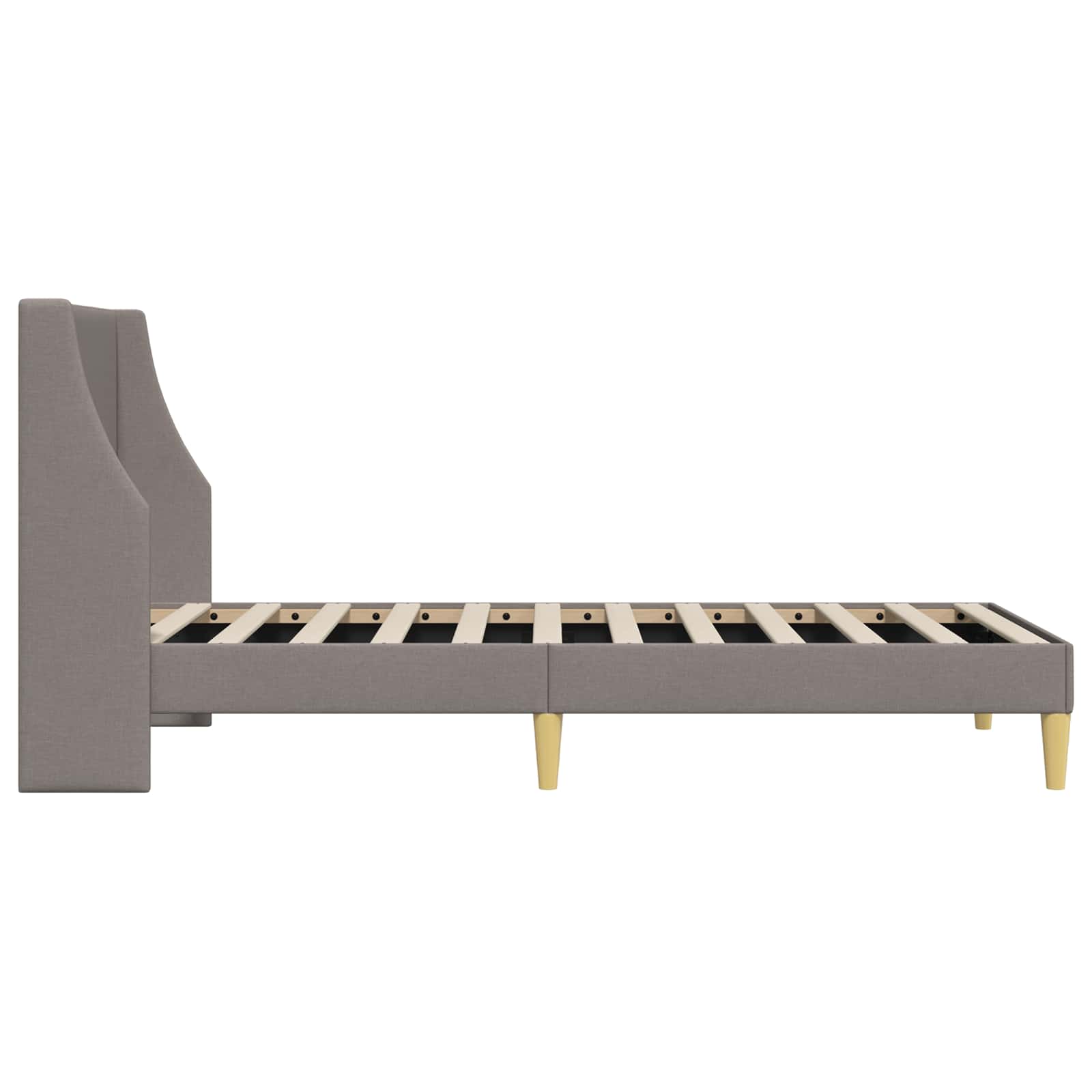 Bedframe Effen met hoofdeinde Taupe 90 x 190 cm Stof is nu te koop bij PeponiXL, paradijselijk wonen!