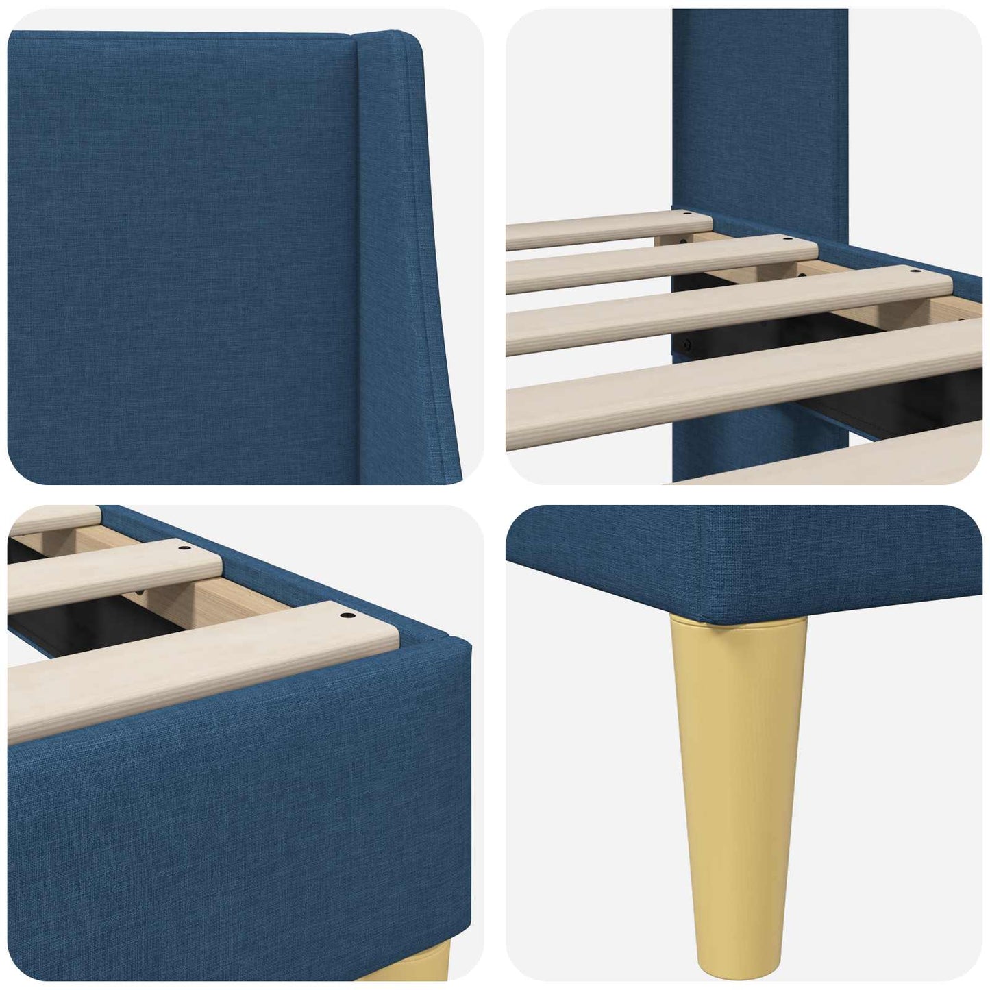 Bedframe Effen met hoofdeinde Blauw 120 x 190 cm Stof is nu te koop bij PeponiXL, paradijselijk wonen!