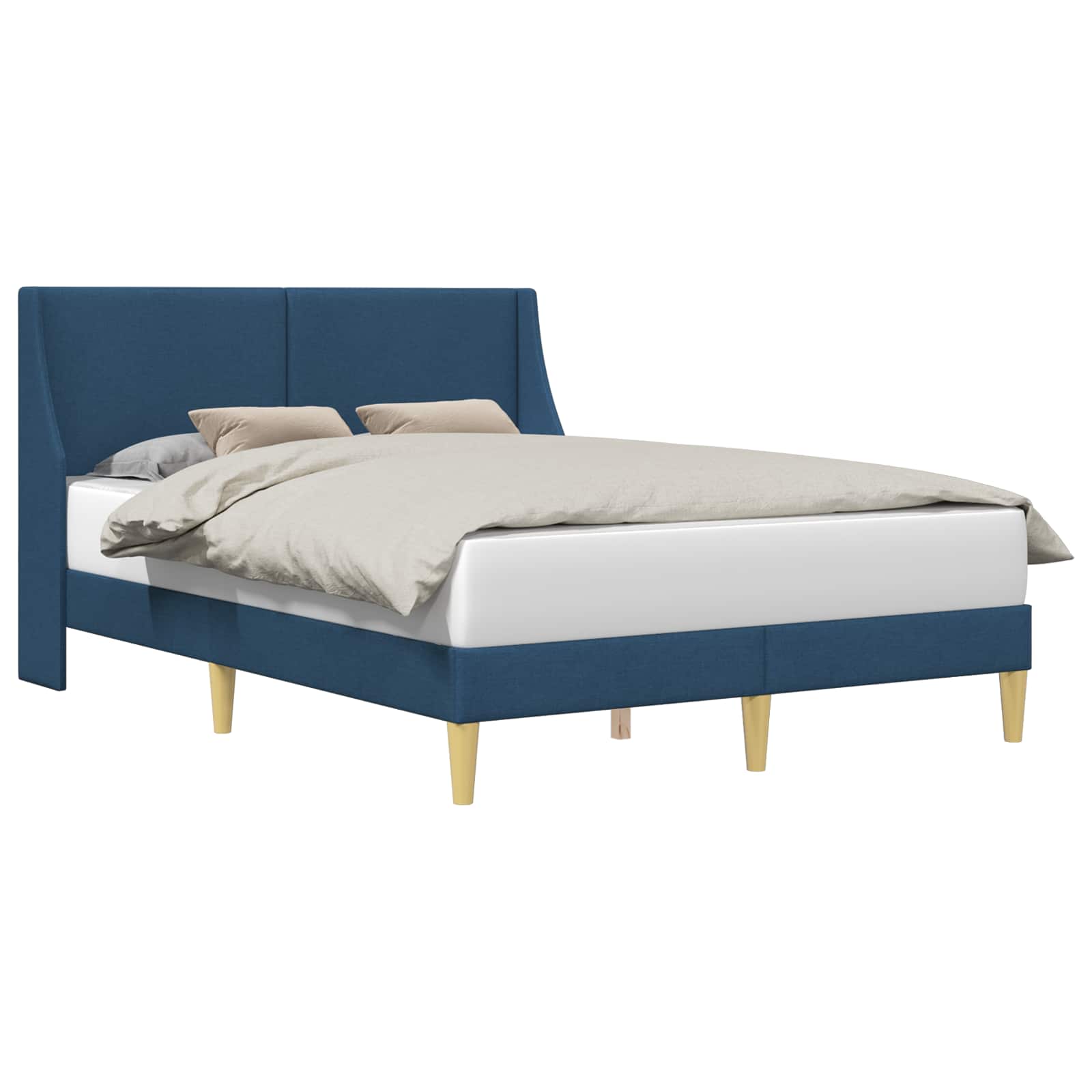 Bedframe Effen met hoofdeinde Blauw 120 x 190 cm Stof is nu te koop bij PeponiXL, paradijselijk wonen!