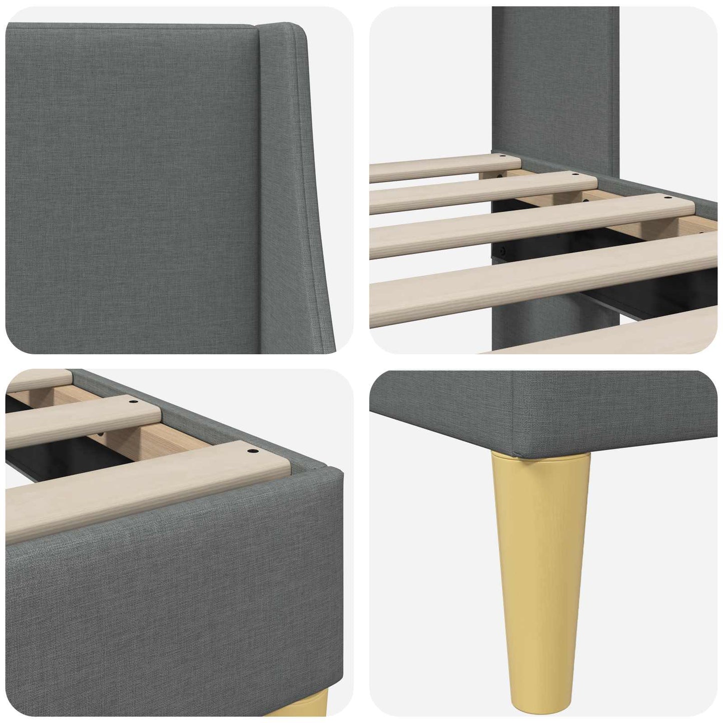 Bedframe met hoofdeinde Donkergrijs 137 x 190 cm Stof is nu te koop bij PeponiXL, paradijselijk wonen!