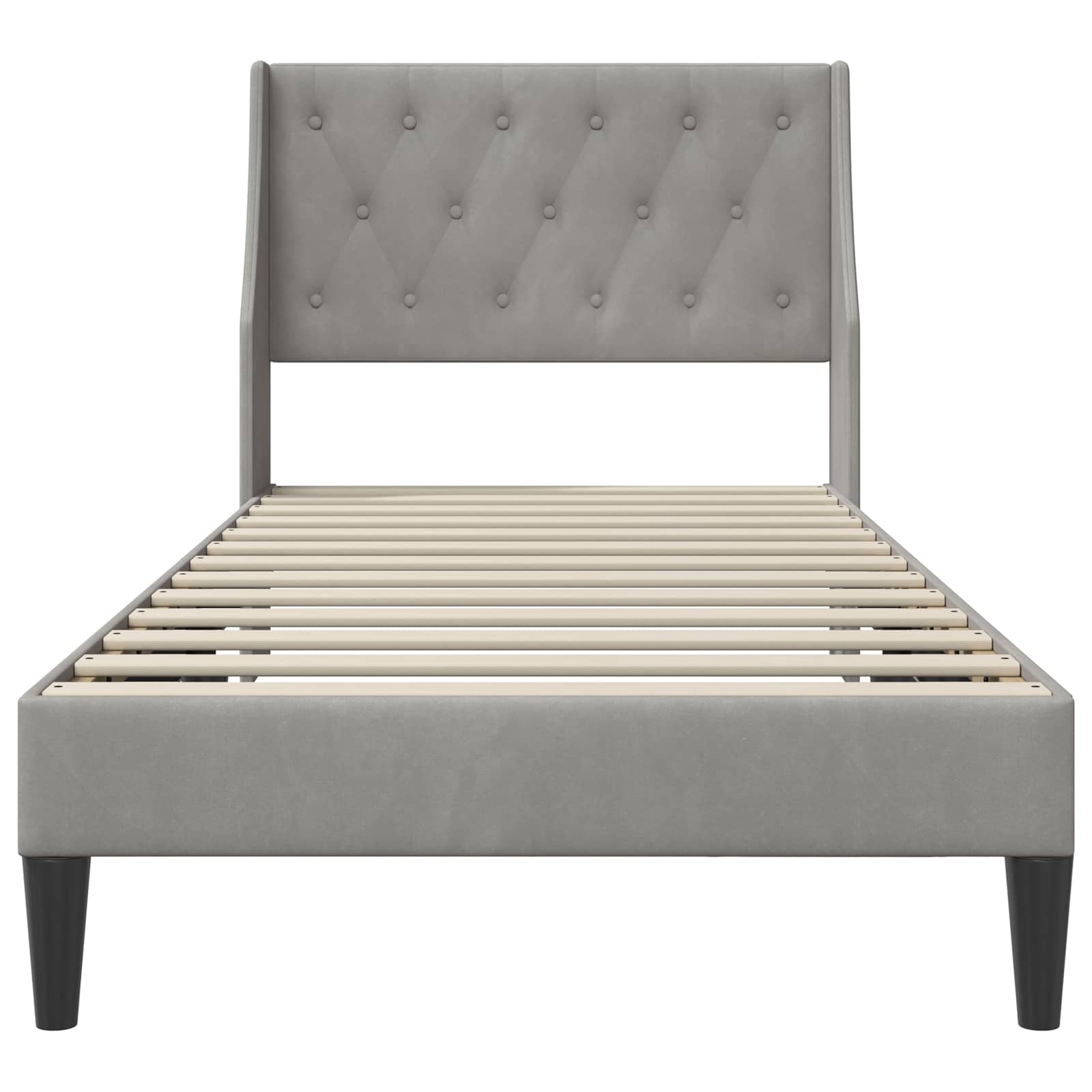 Bedframe met hoofdeinde Lichtgrijs 80 x 200 cm Fluweel is nu te koop bij PeponiXL, paradijselijk wonen!