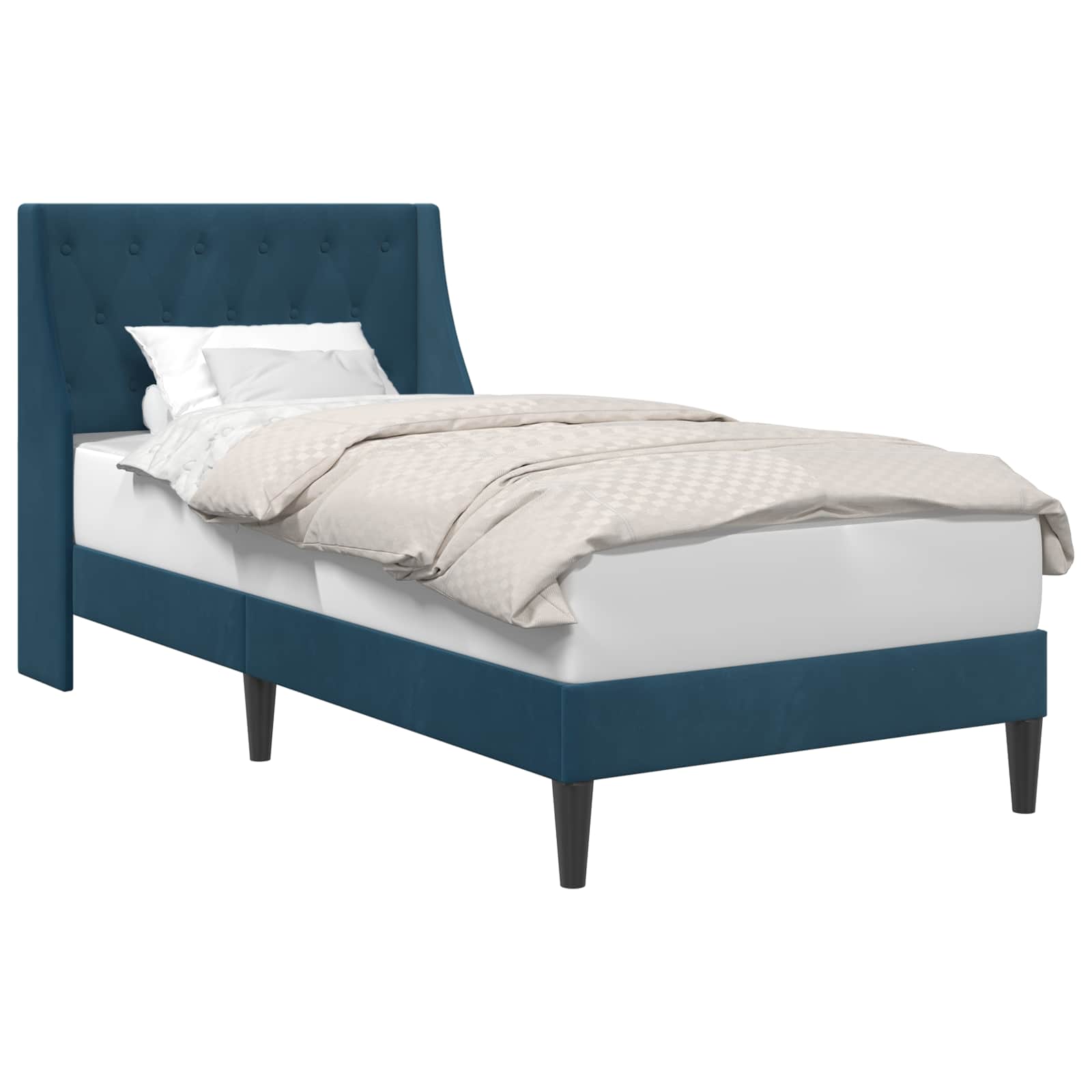 Bedframe met hoofdeinde Blauw 80 x 200 cm Fluweel is nu te koop bij PeponiXL, paradijselijk wonen!