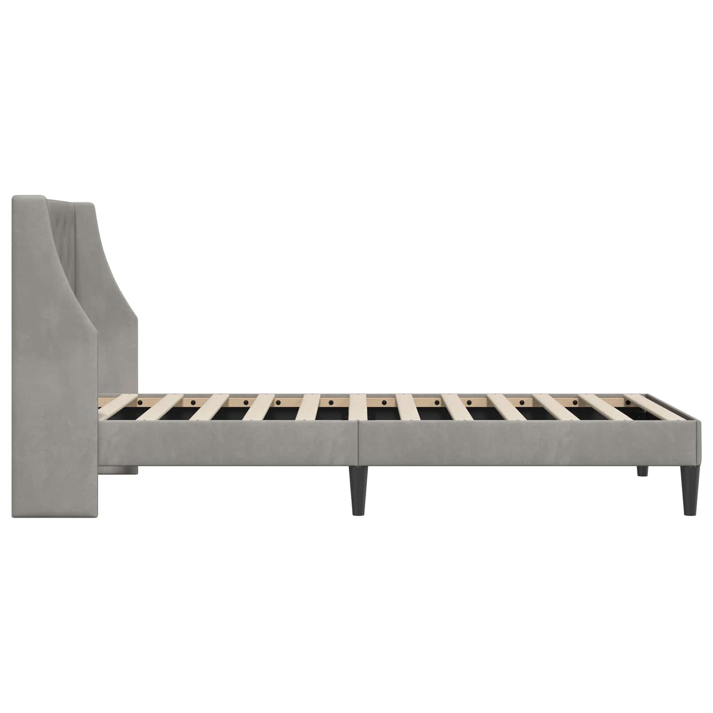 Bedframe met hoofdeinde Lichtgrijs 90 x 190 cm Fluweel is nu te koop bij PeponiXL, paradijselijk wonen!