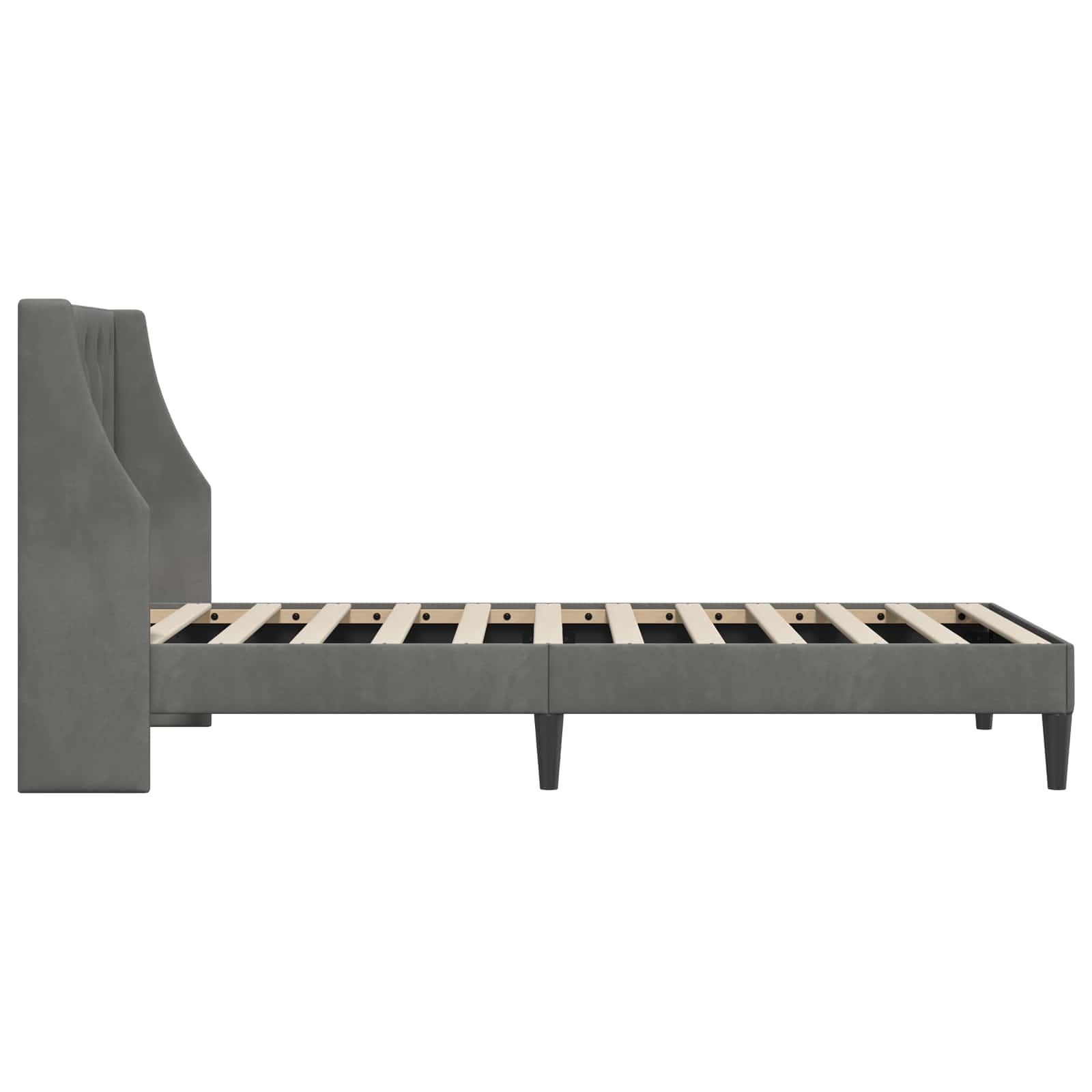 Bedframe met hoofdeinde Donkergrijs 90 x 190 cm Fluweel is nu te koop bij PeponiXL, paradijselijk wonen!