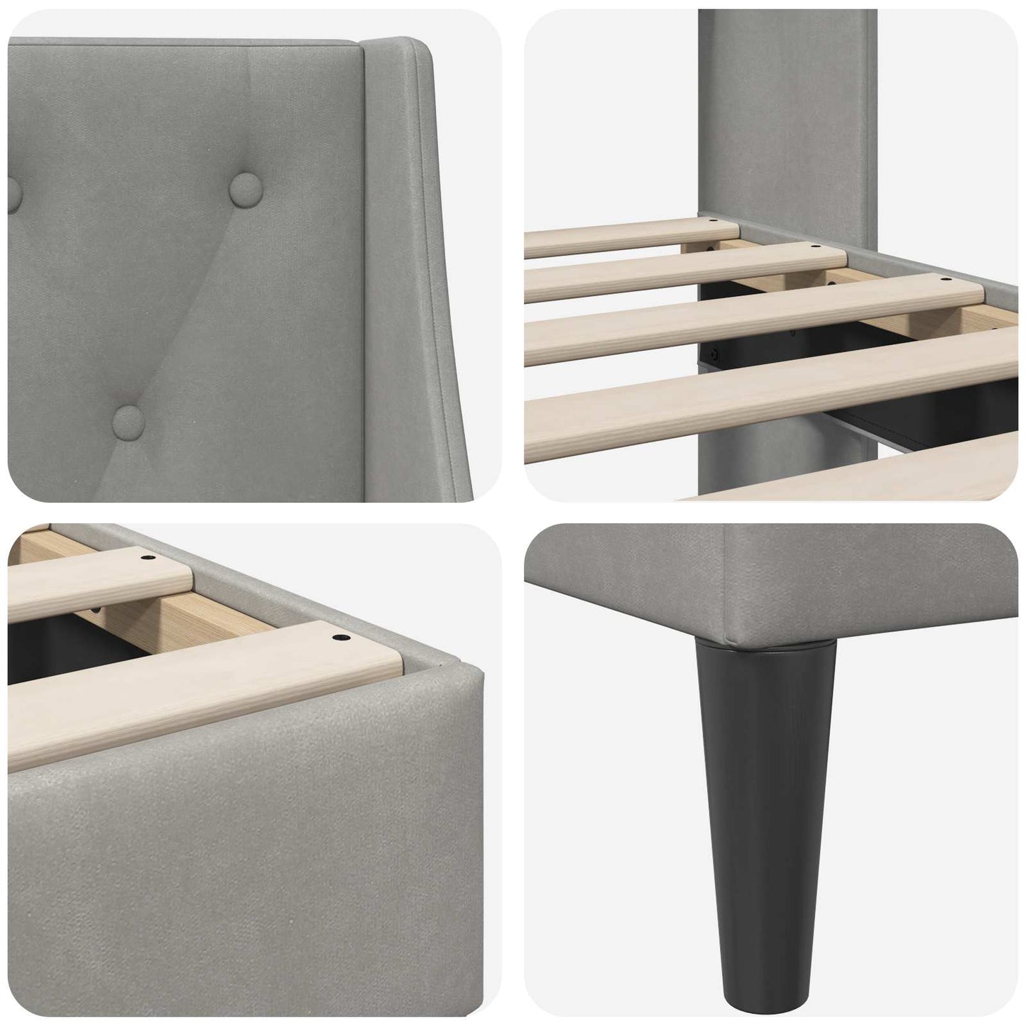 Bedframe met hoofdeinde Lichtgrijs 100 x 200 cm Fluweel is nu te koop bij PeponiXL, paradijselijk wonen!