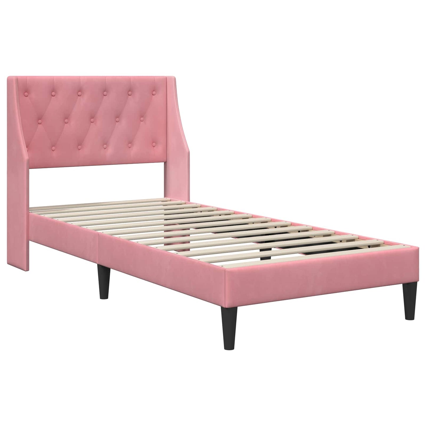 Bedframe met hoofdeinde Roze 100 x 200 cm Fluweel is nu te koop bij PeponiXL, paradijselijk wonen!