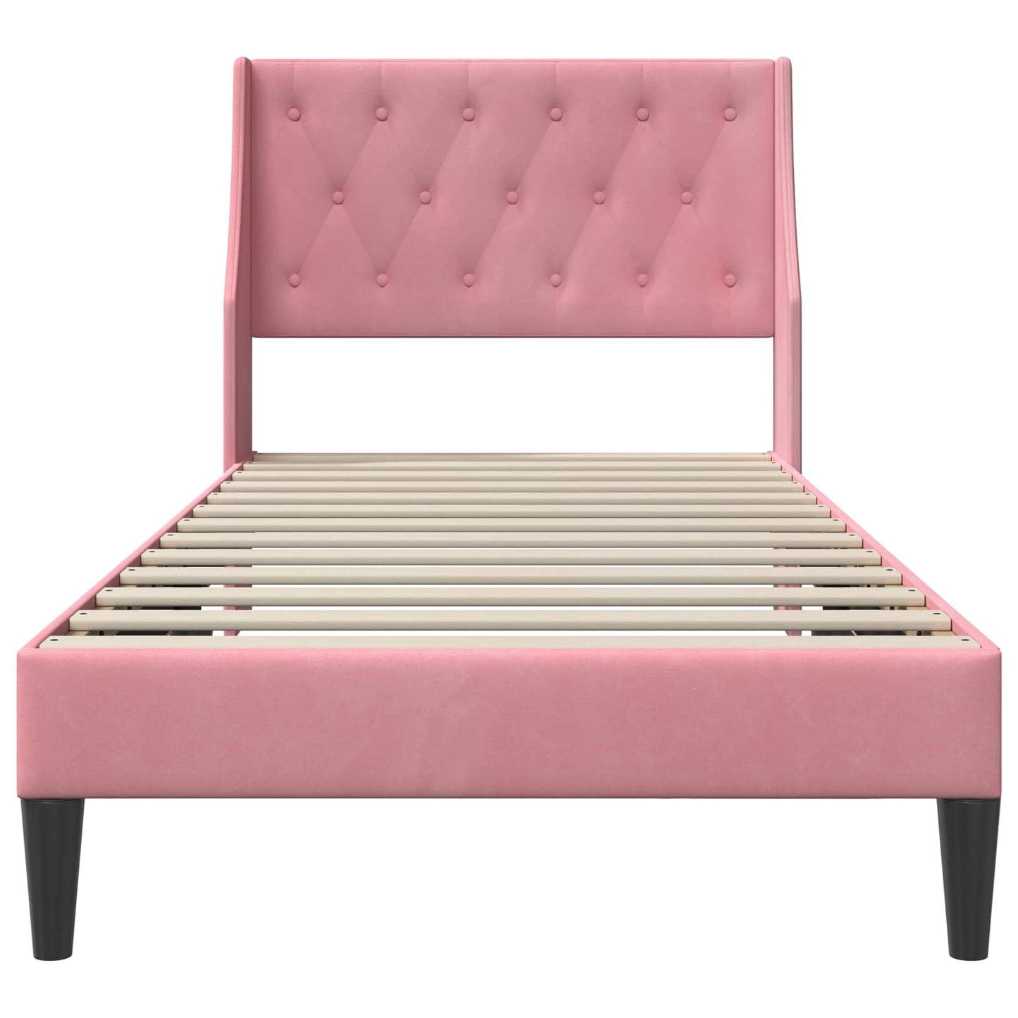Bedframe met hoofdeinde Roze 100 x 200 cm Fluweel is nu te koop bij PeponiXL, paradijselijk wonen!