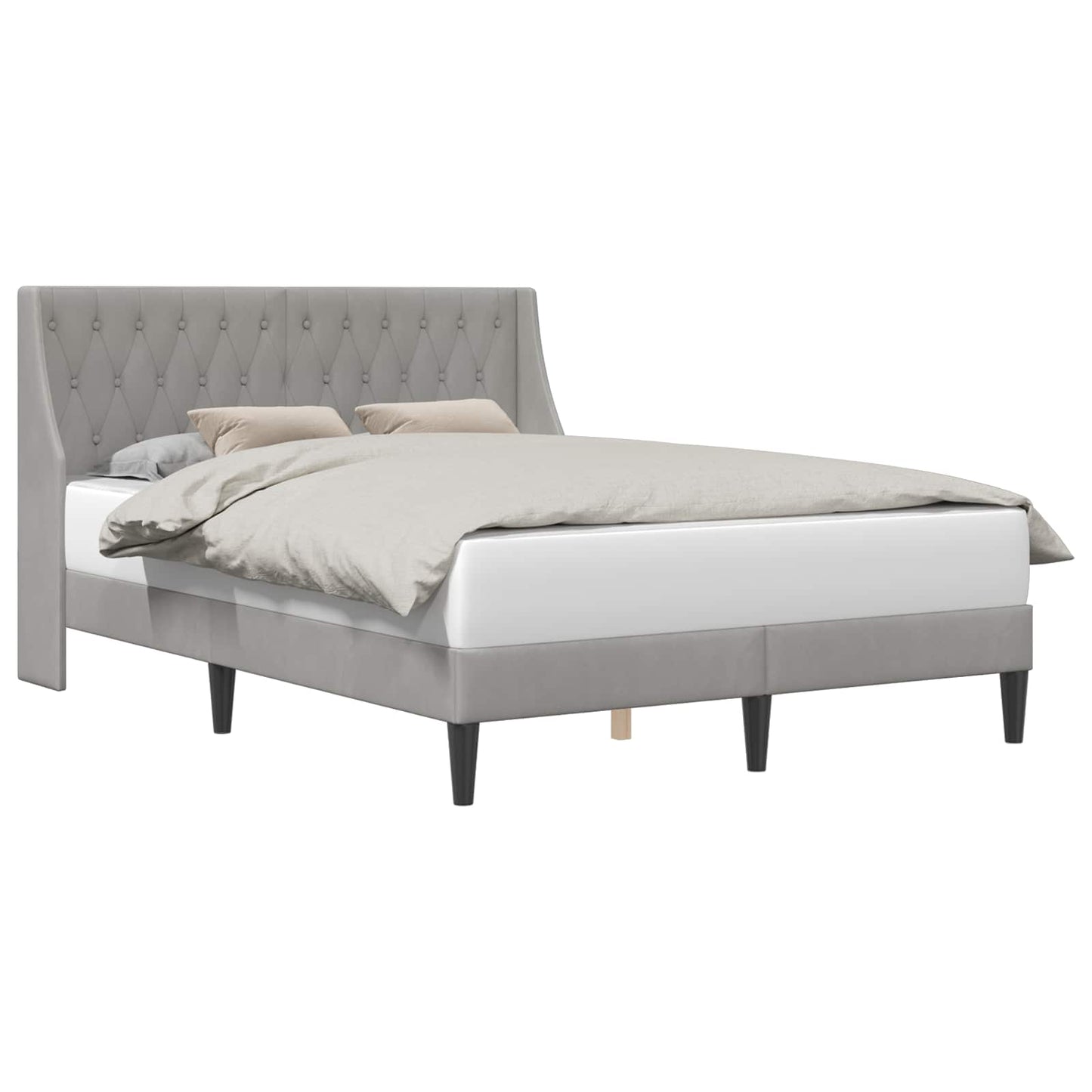 Bedframe met hoofdeinde Lichtgrijs 120 x 190 cm Fluweel is nu te koop bij PeponiXL, paradijselijk wonen!