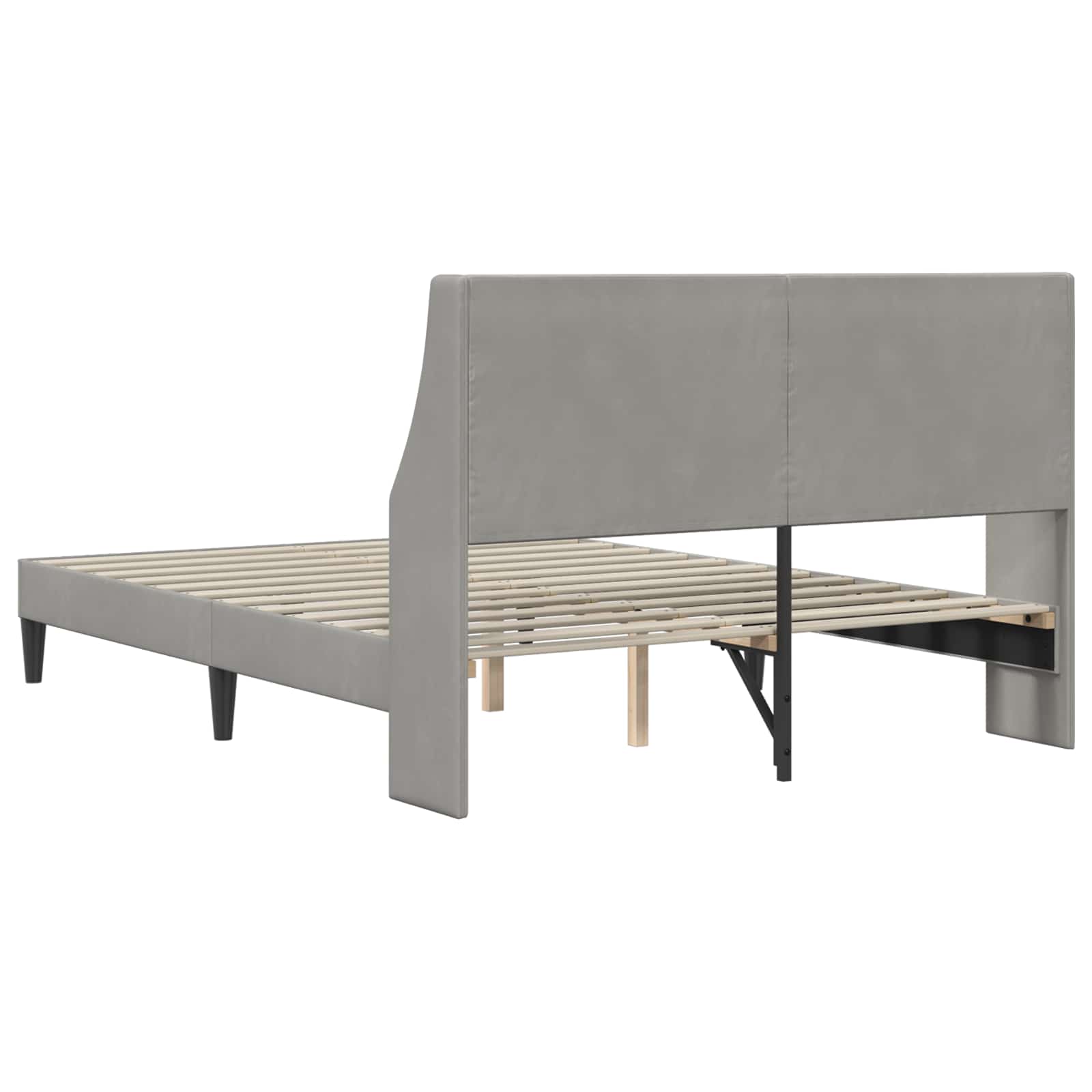 Bedframe met hoofdeinde Lichtgrijs 120 x 190 cm Fluweel is nu te koop bij PeponiXL, paradijselijk wonen!