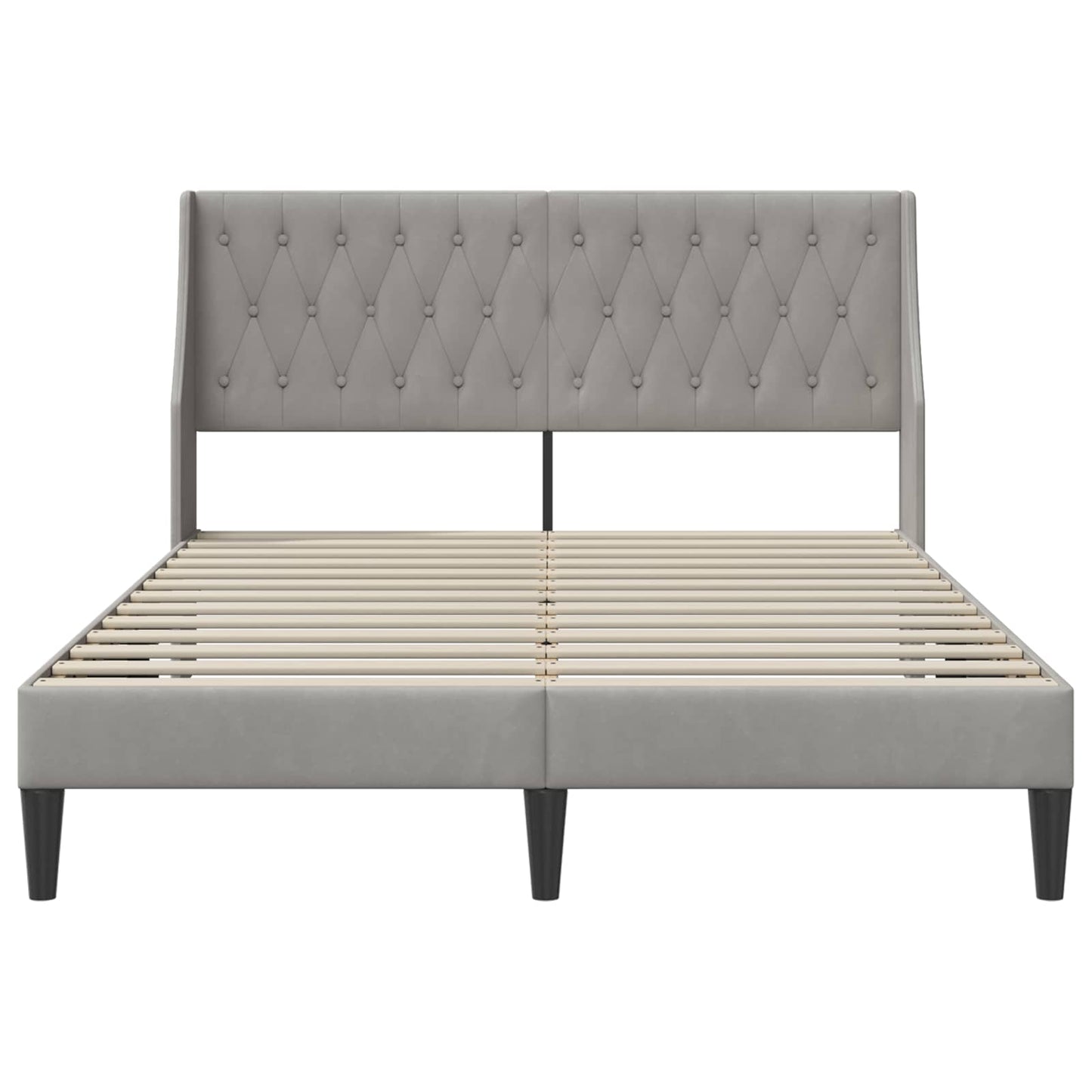 Bedframe met hoofdeinde Lichtgrijs 120 x 190 cm Fluweel is nu te koop bij PeponiXL, paradijselijk wonen!
