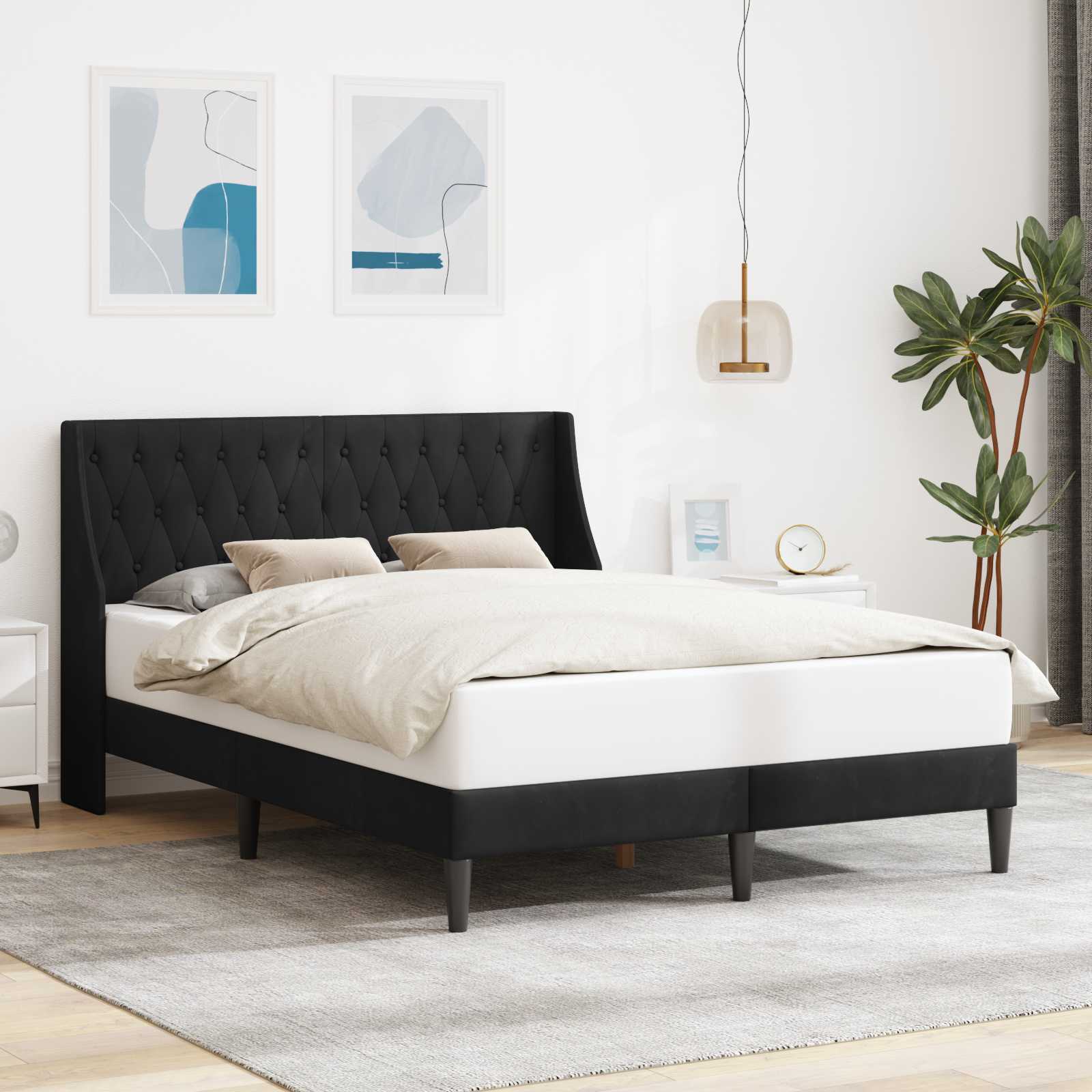 Bedframe met hoofdeinde Zwart 120 x 190 cm Fluweel is nu te koop bij PeponiXL, paradijselijk wonen!