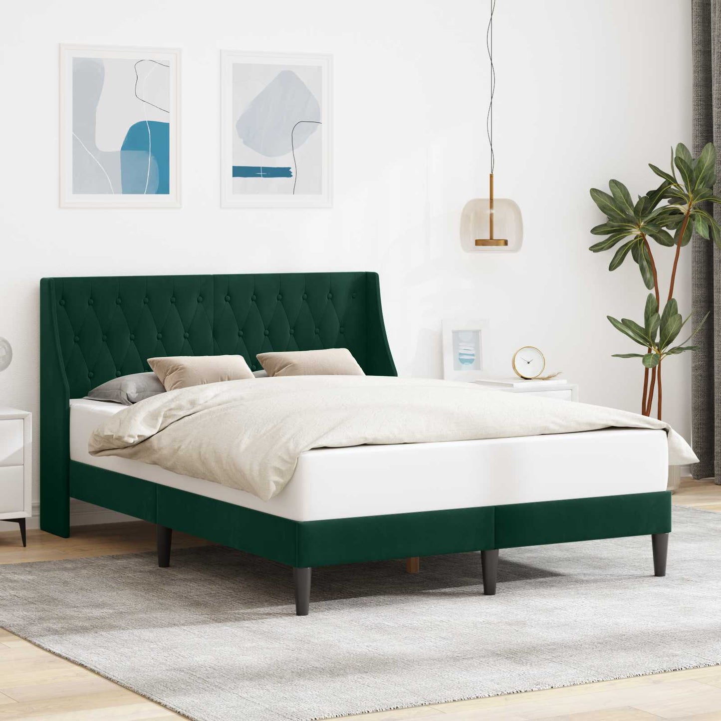 Bedframe met hoofdeinde Donkergroen 120 x 200 cm Fluweel is nu te koop bij PeponiXL, paradijselijk wonen!