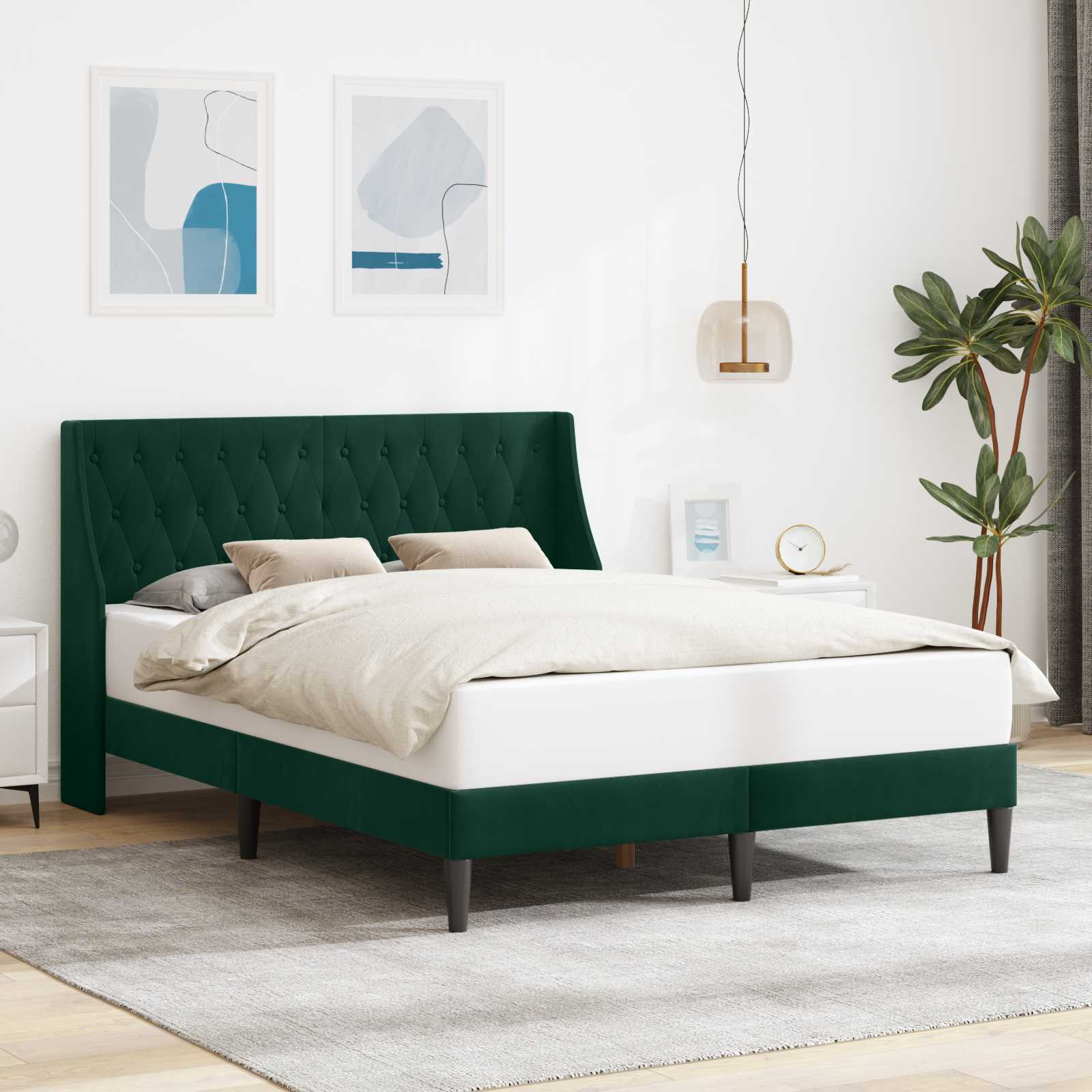 Bedframe met hoofdeinde Donkergroen 120 x 200 cm Fluweel is nu te koop bij PeponiXL, paradijselijk wonen!