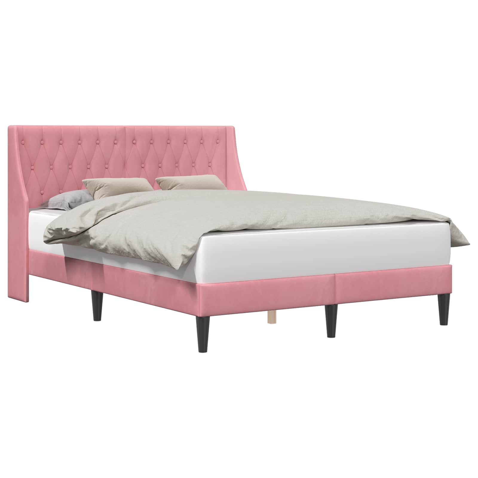 Bedframe met hoofdeinde Roze 120 x 200 cm Fluweel is nu te koop bij PeponiXL, paradijselijk wonen!