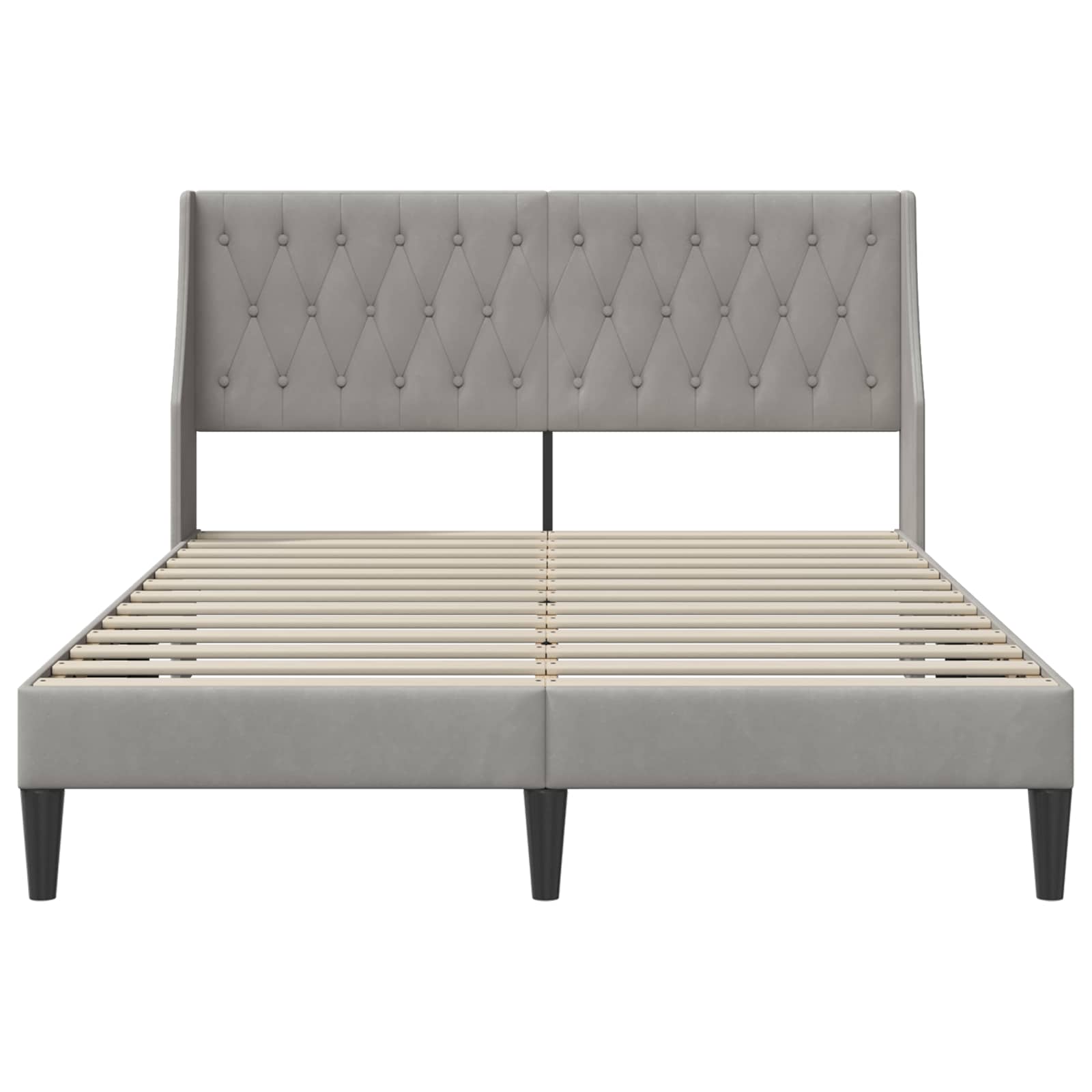 Bedframe met hoofdeinde Lichtgrijs 140 x 200 cm Fluweel is nu te koop bij PeponiXL, paradijselijk wonen!