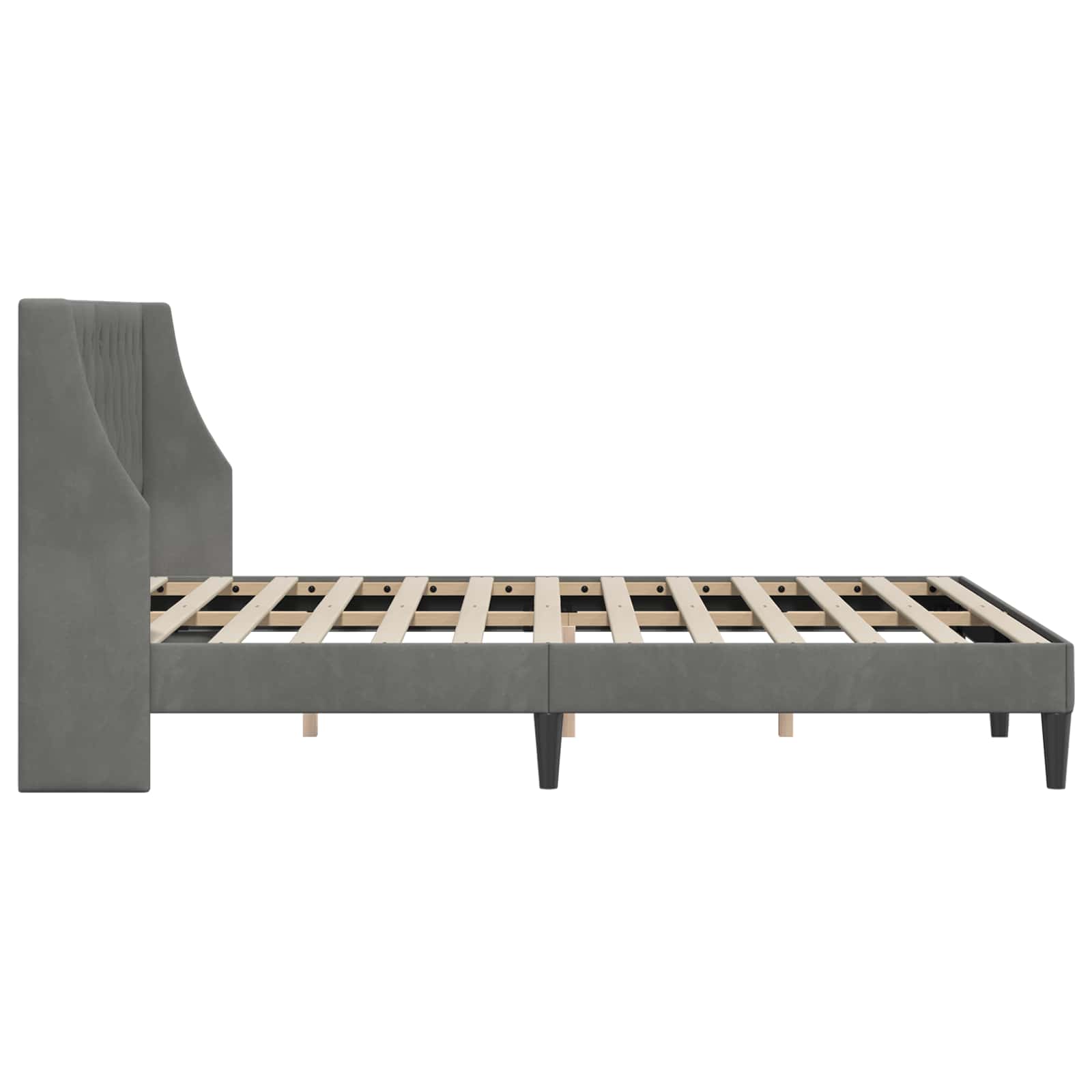 Bedframe met hoofdeinde Donkergrijs 140 x 200 cm Fluweel is nu te koop bij PeponiXL, paradijselijk wonen!