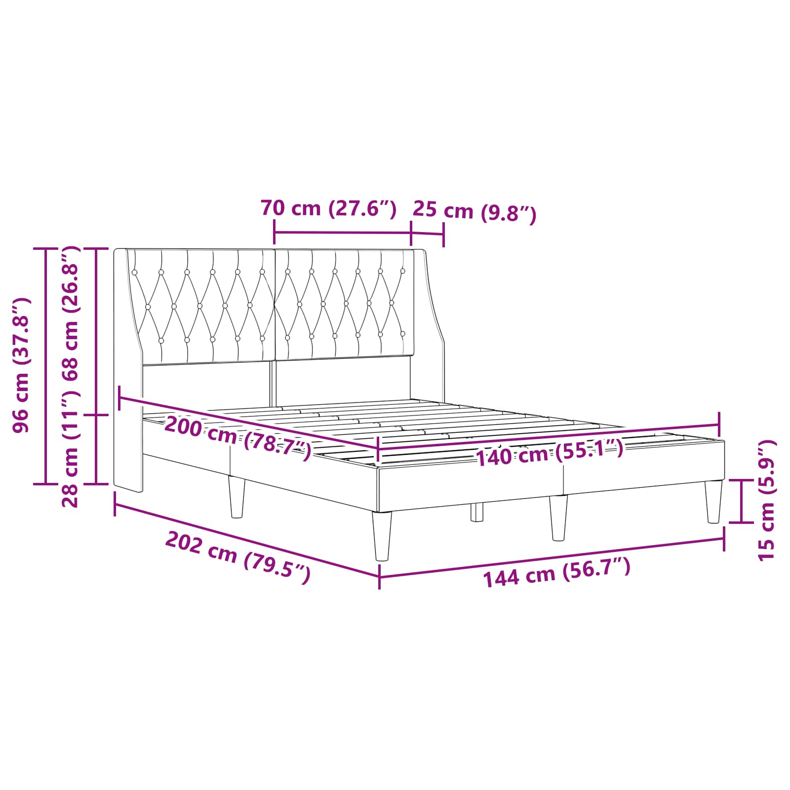 Bedframe met hoofdeinde Donkergroen 140 x 200 cm Fluweel is nu te koop bij PeponiXL, paradijselijk wonen!