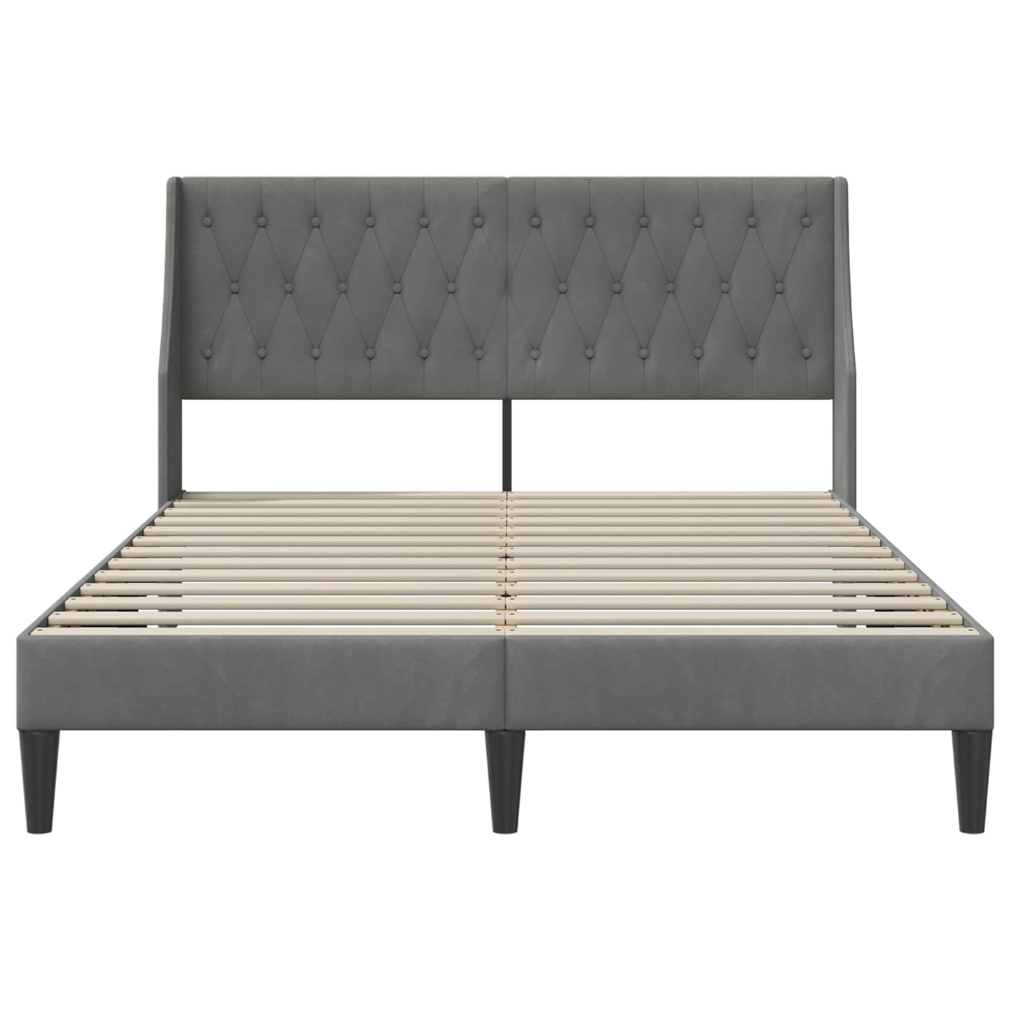 Bedframe met hoofdeinde Donkergrijs 160 x 200 cm Fluweel is nu te koop bij PeponiXL, paradijselijk wonen!