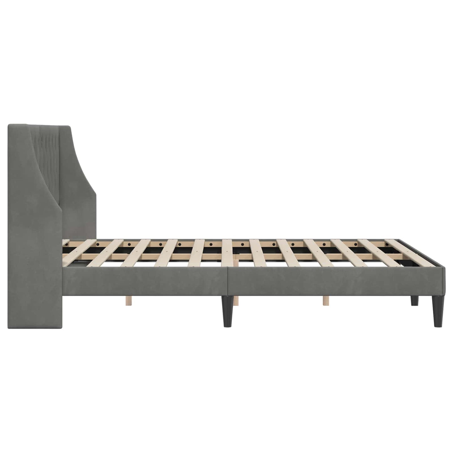 Bedframe met hoofdeinde Donkergrijs 160 x 200 cm Fluweel is nu te koop bij PeponiXL, paradijselijk wonen!