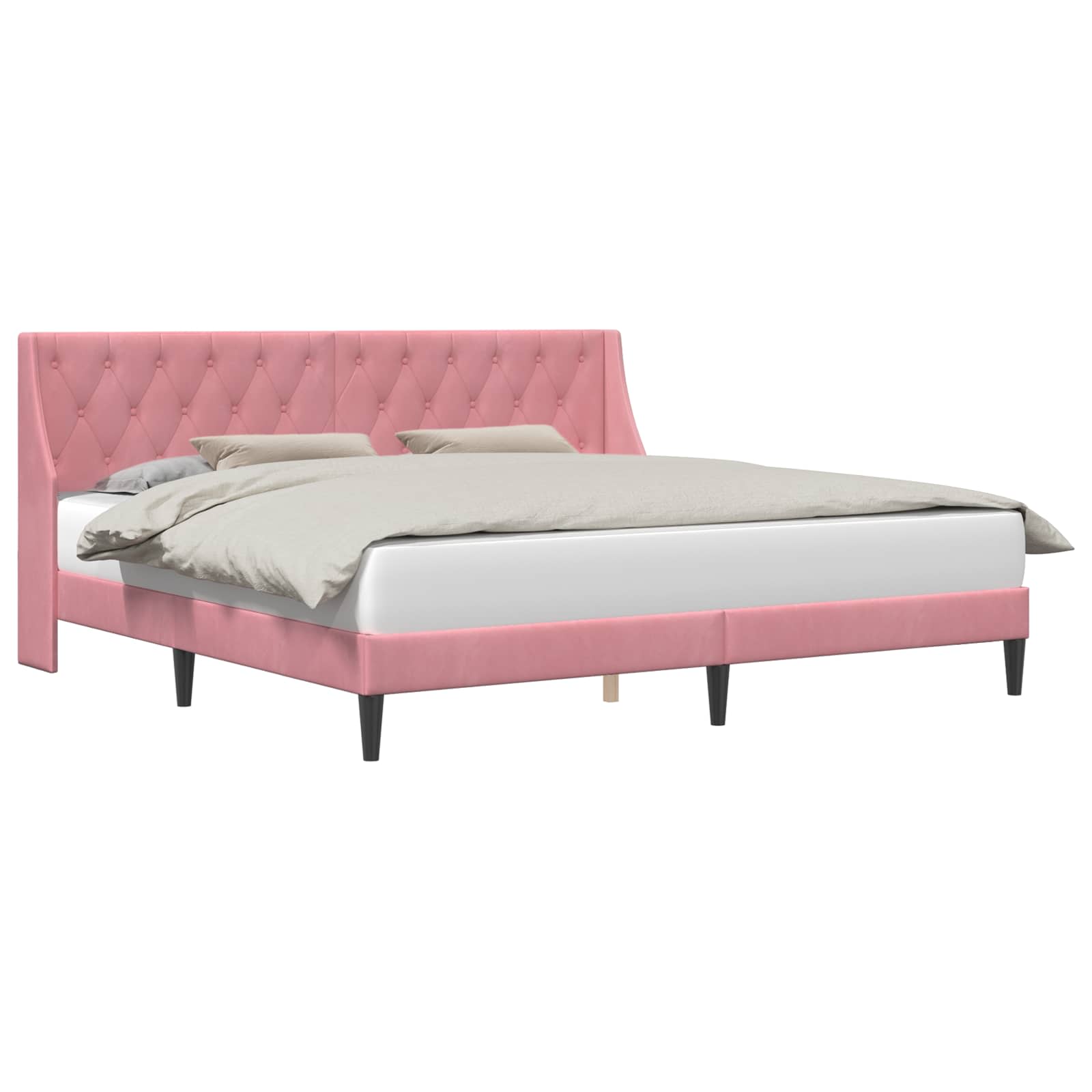 Bedframe met hoofdeinde Roze 180 x 200 cm Fluweel is nu te koop bij PeponiXL, paradijselijk wonen!