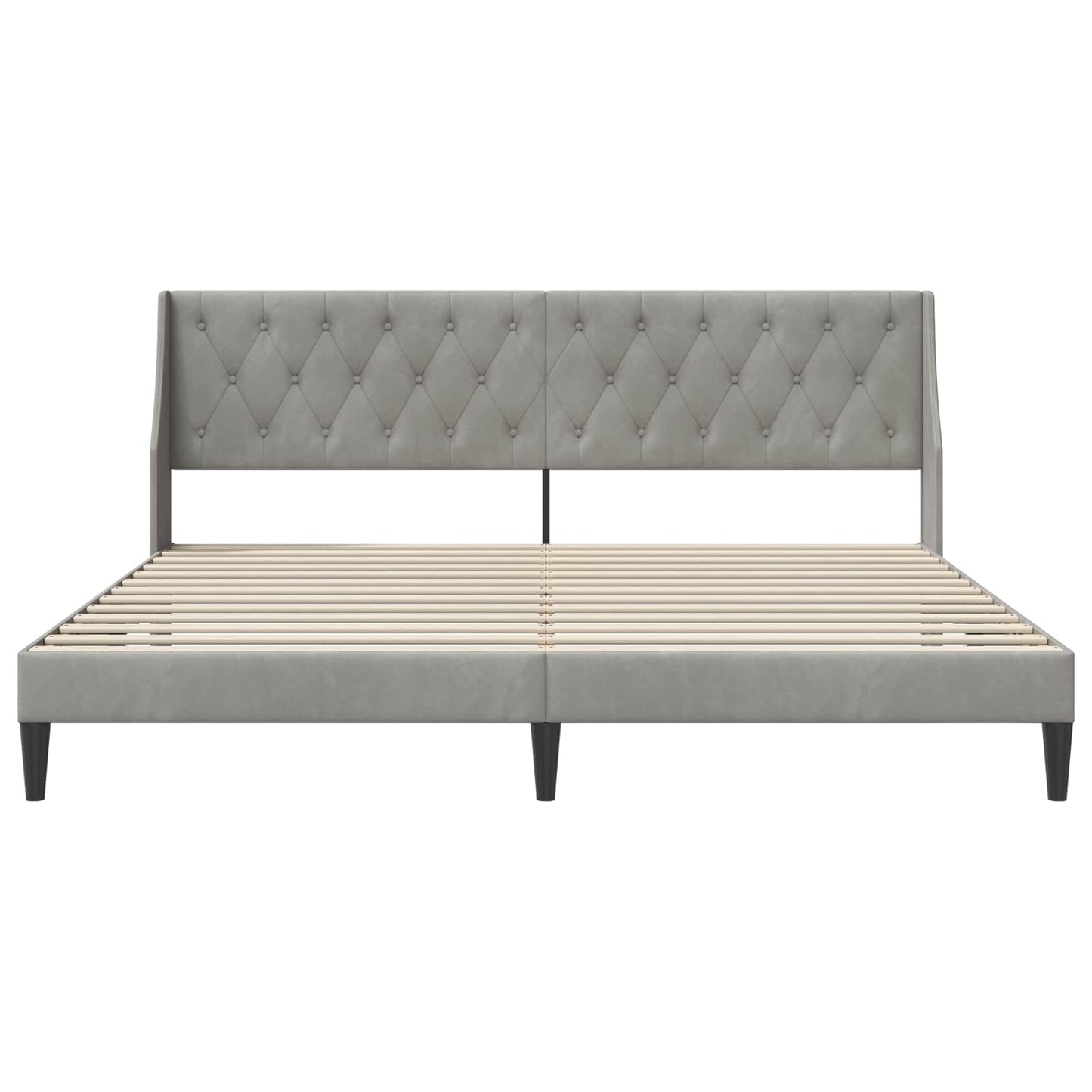 Bedframe met hoofdeinde Lichtgrijs 200 x 200 cm Fluweel is nu te koop bij PeponiXL, paradijselijk wonen!