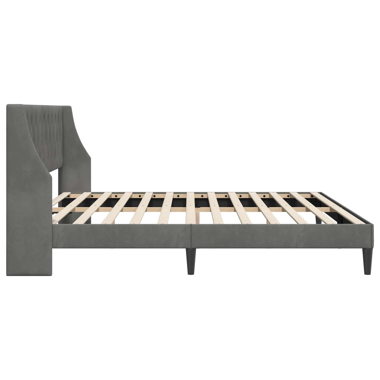 Bedframe met hoofdeinde Donkergrijs 200 x 200 cm Fluweel is nu te koop bij PeponiXL, paradijselijk wonen!